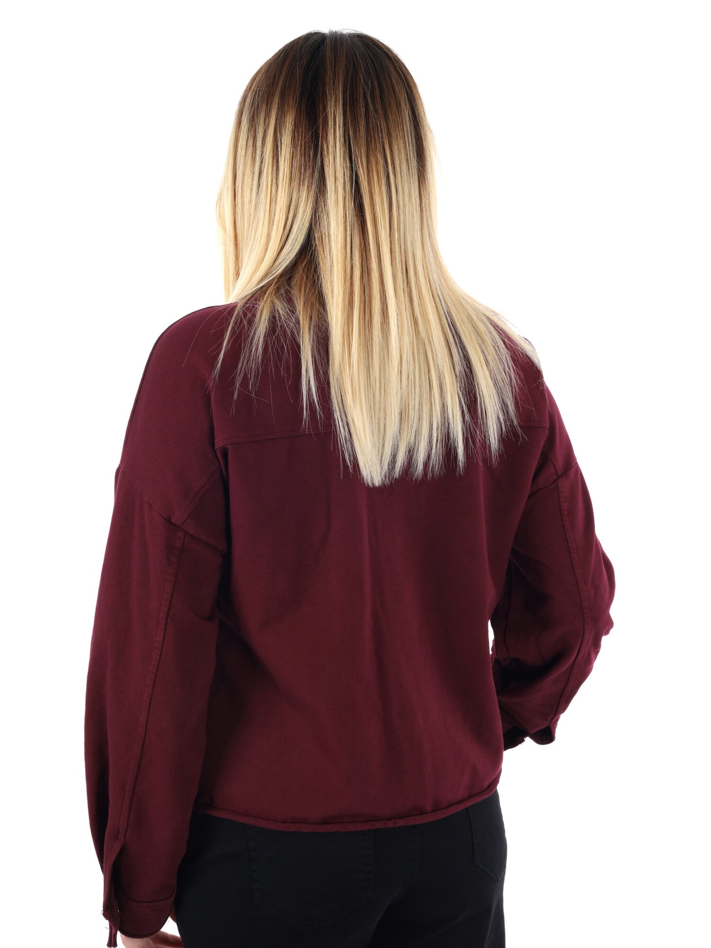 CAMICIA OVER IN FELPA MISS LOVE DA DONNA BORDEAUX