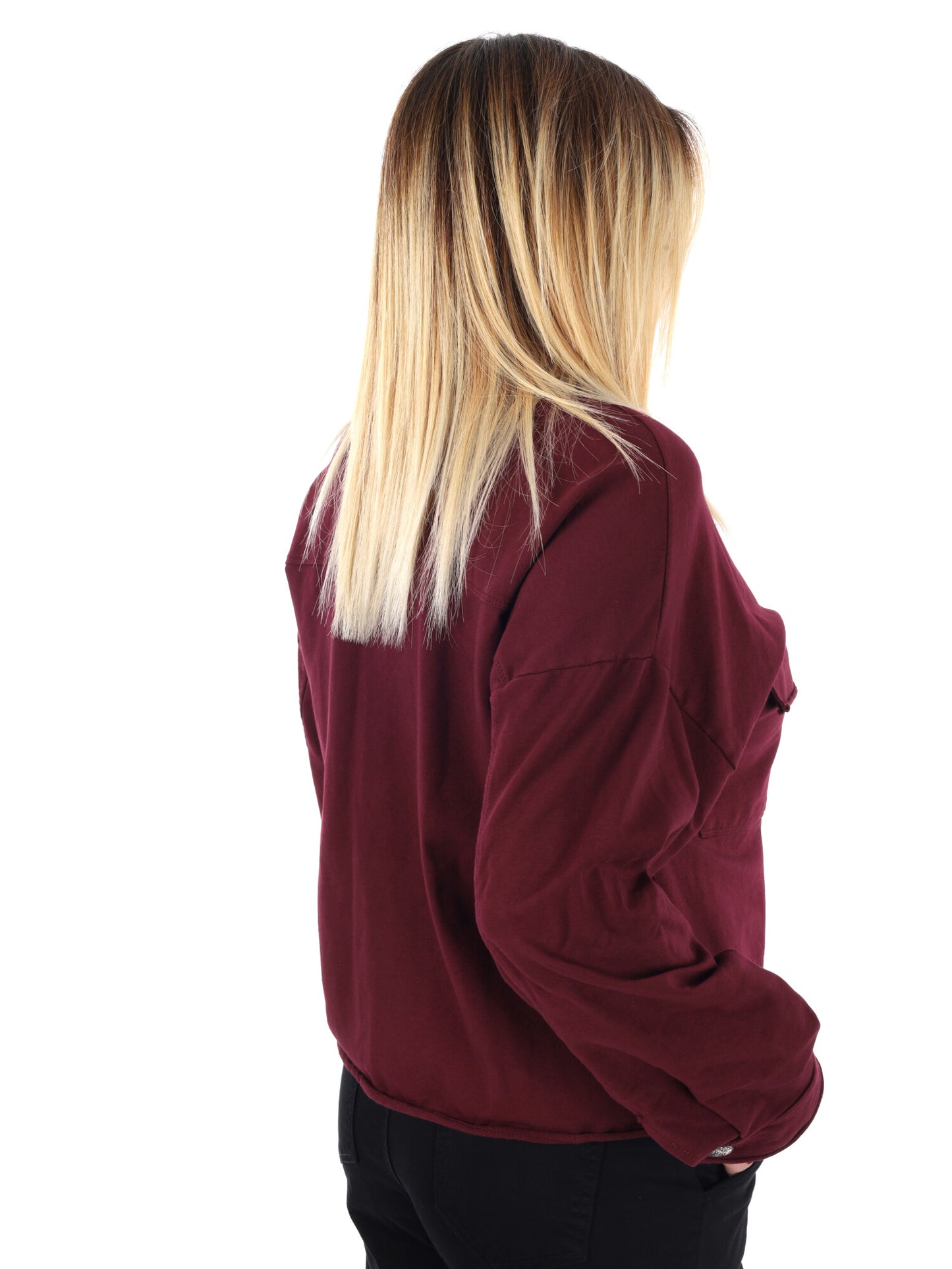 CAMICIA OVER IN FELPA MISS LOVE DA DONNA BORDEAUX