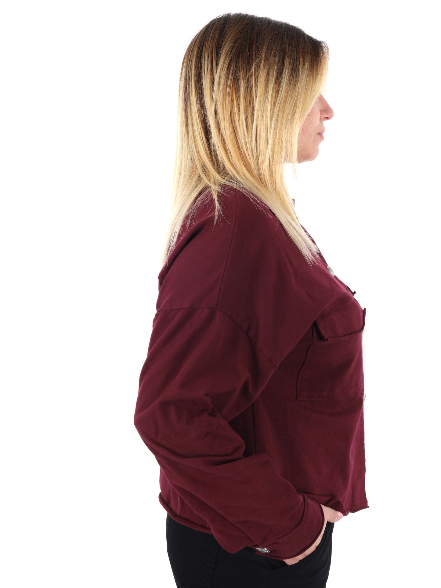 CAMICIA OVER IN FELPA MISS LOVE DA DONNA BORDEAUX