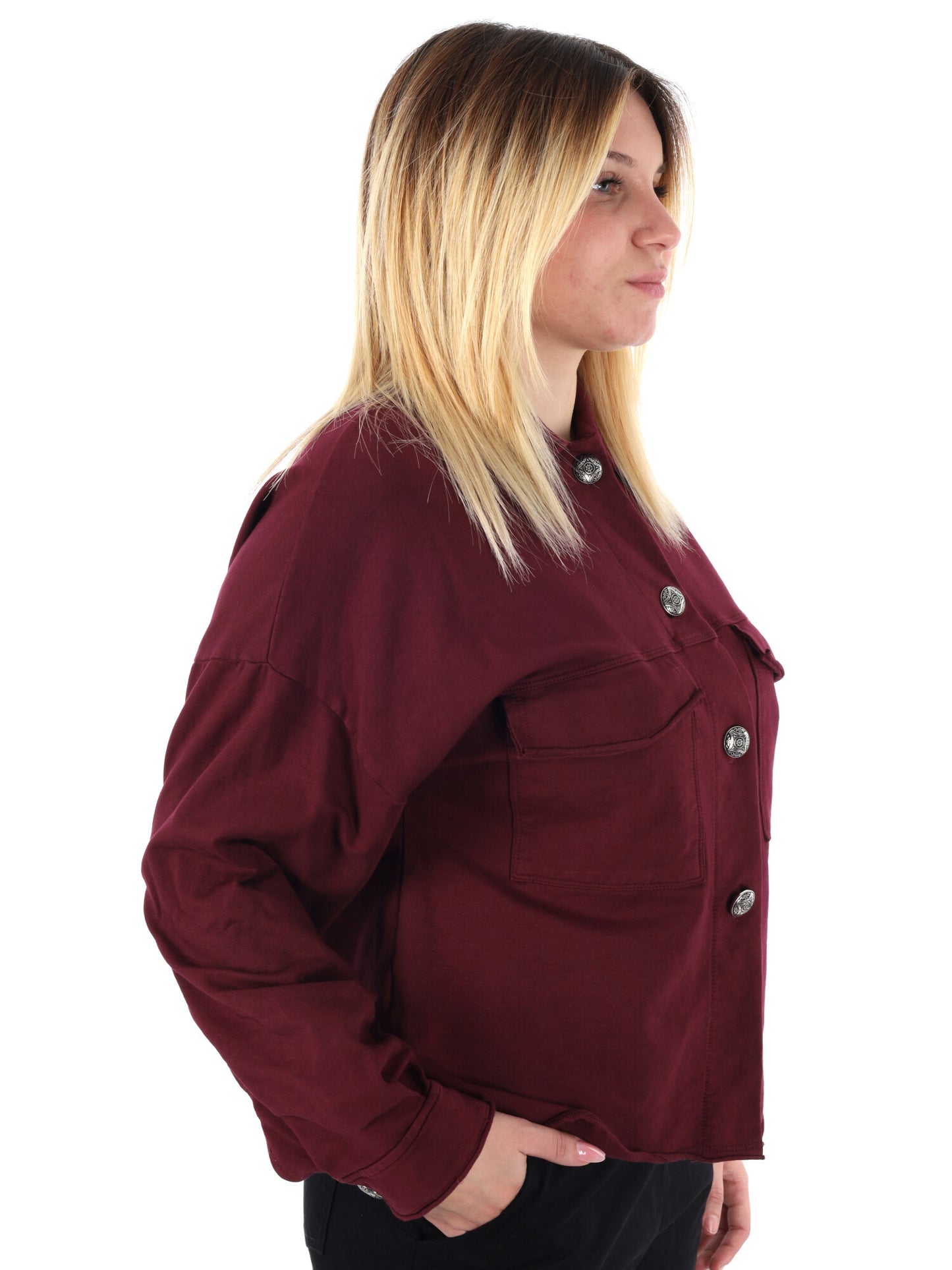 CAMICIA OVER IN FELPA MISS LOVE DA DONNA BORDEAUX