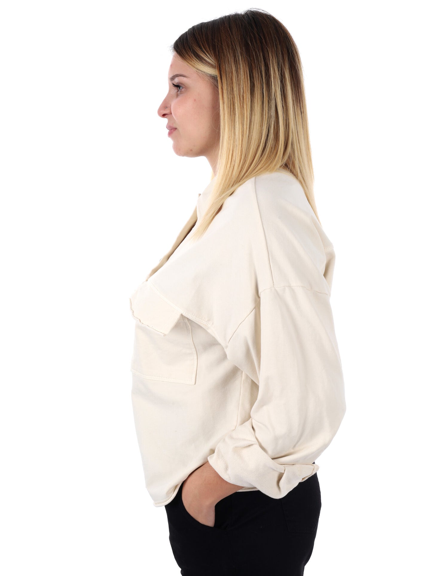 CAMICIA OVER IN FELPA MISS LOVE DA DONNA PANNA