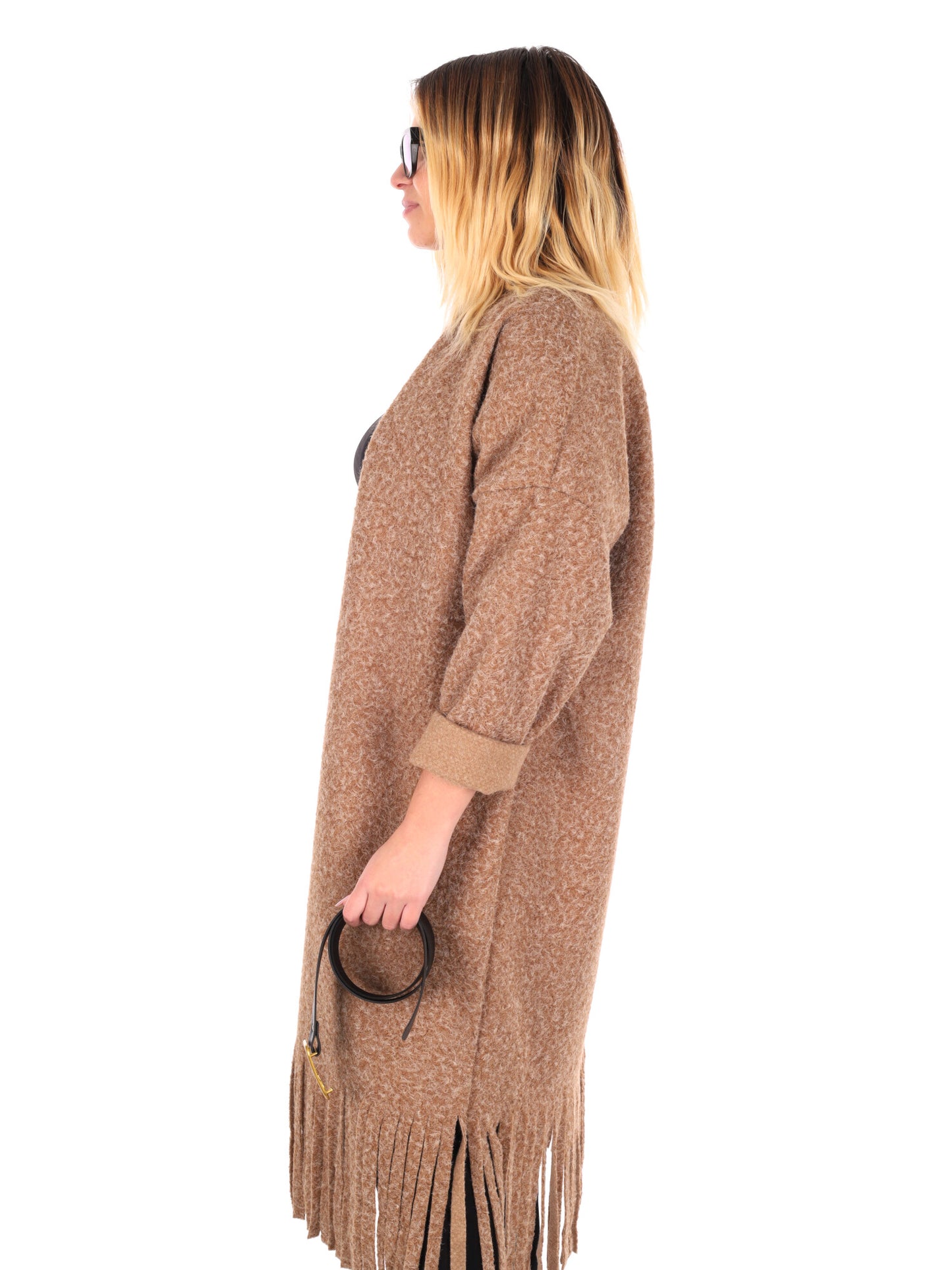 MAXI MAGLIA CON CINTURA MISS LOVE DA DONNA BEIGE