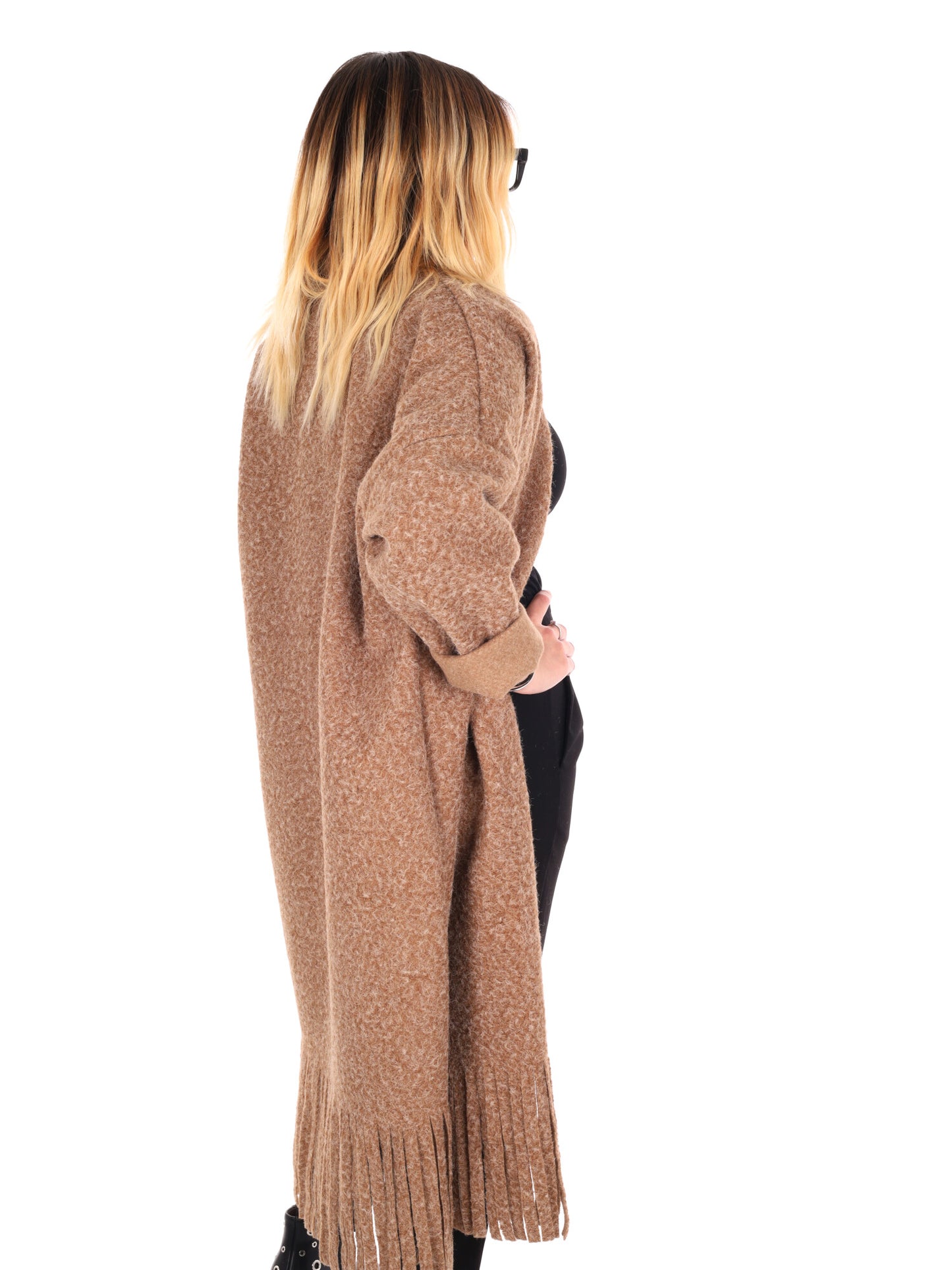 MAXI MAGLIA CON CINTURA MISS LOVE DA DONNA BEIGE