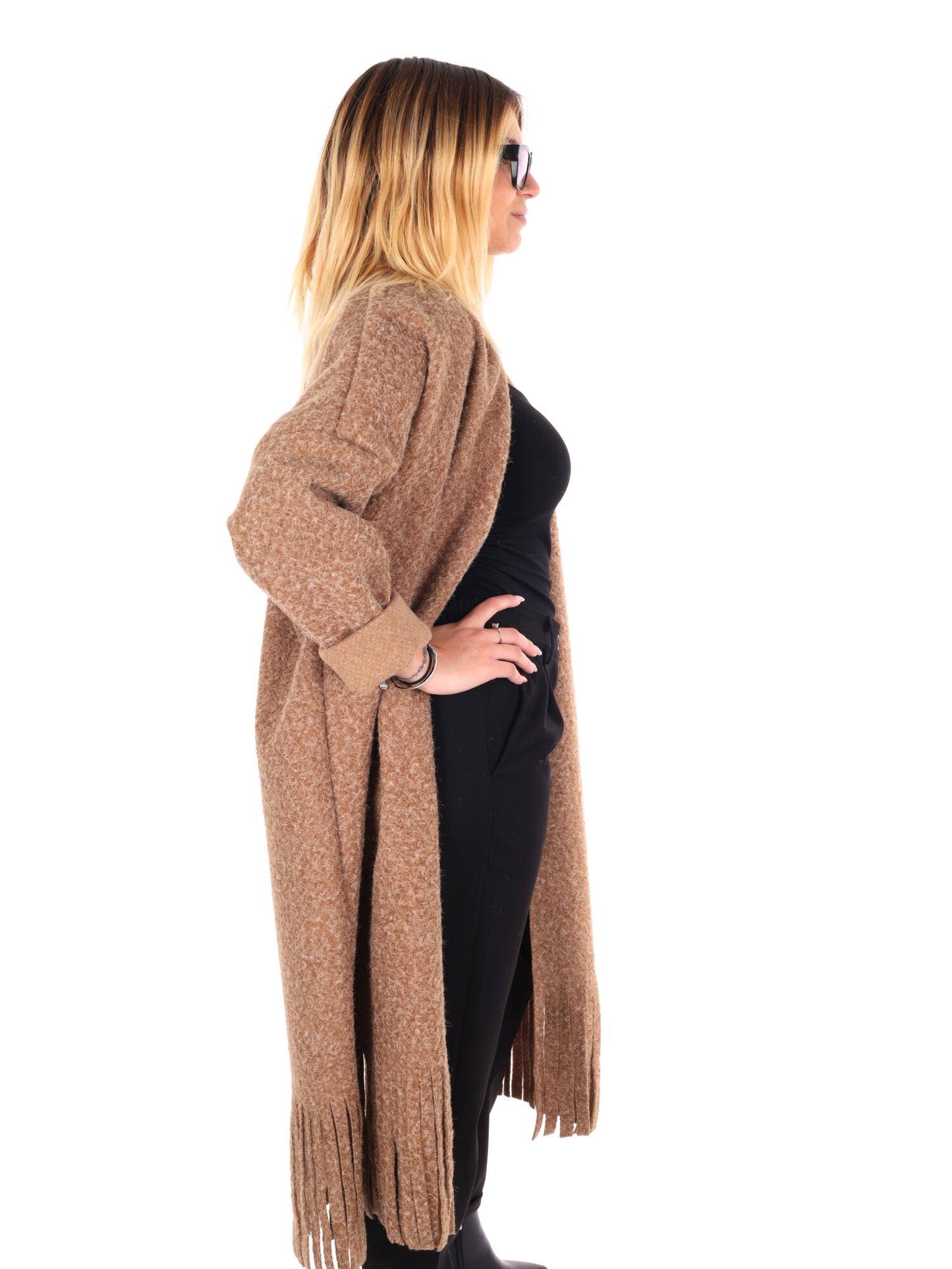 MAXI MAGLIA CON CINTURA MISS LOVE DA DONNA BEIGE