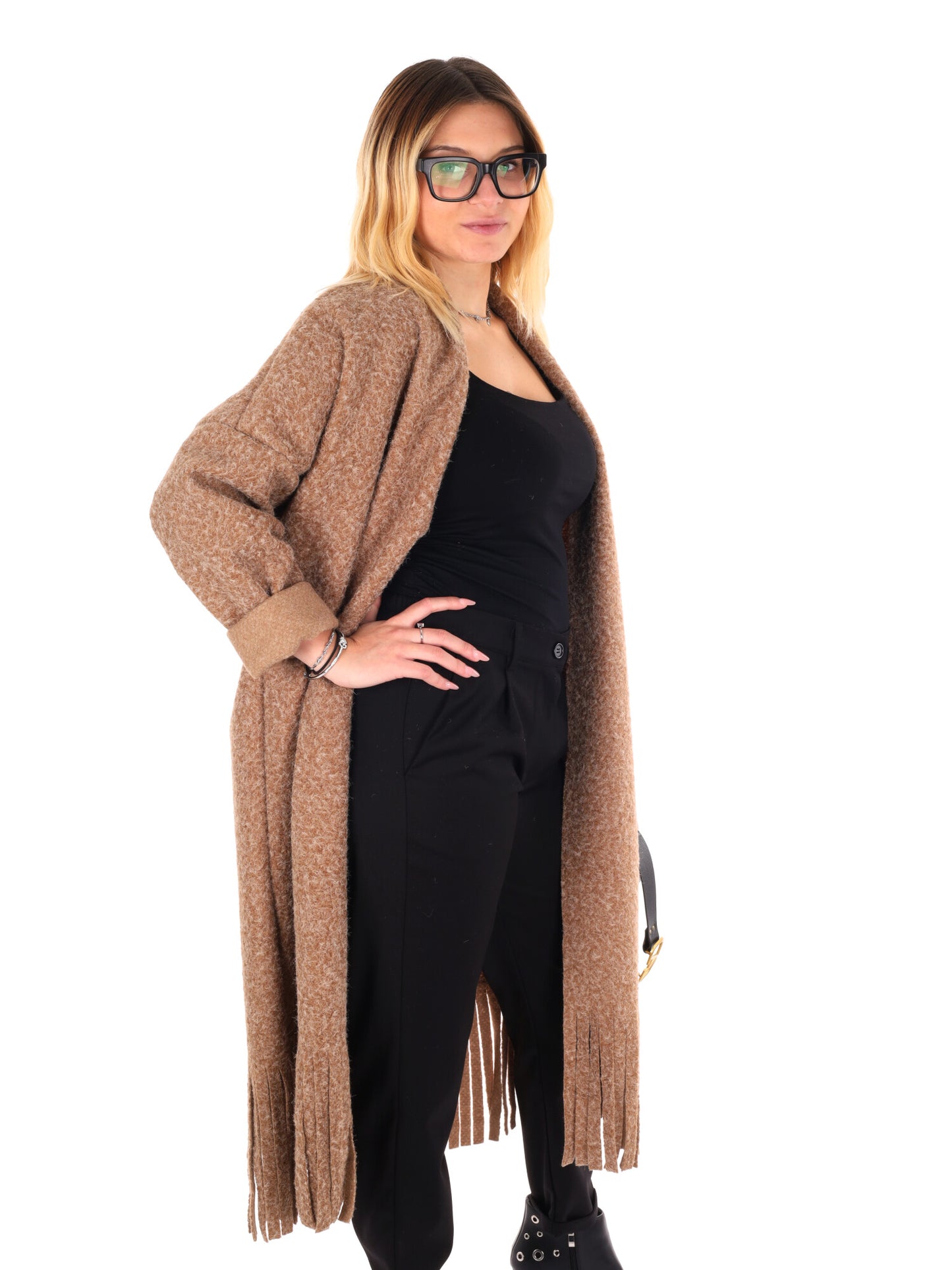 MAXI MAGLIA CON CINTURA MISS LOVE DA DONNA BEIGE
