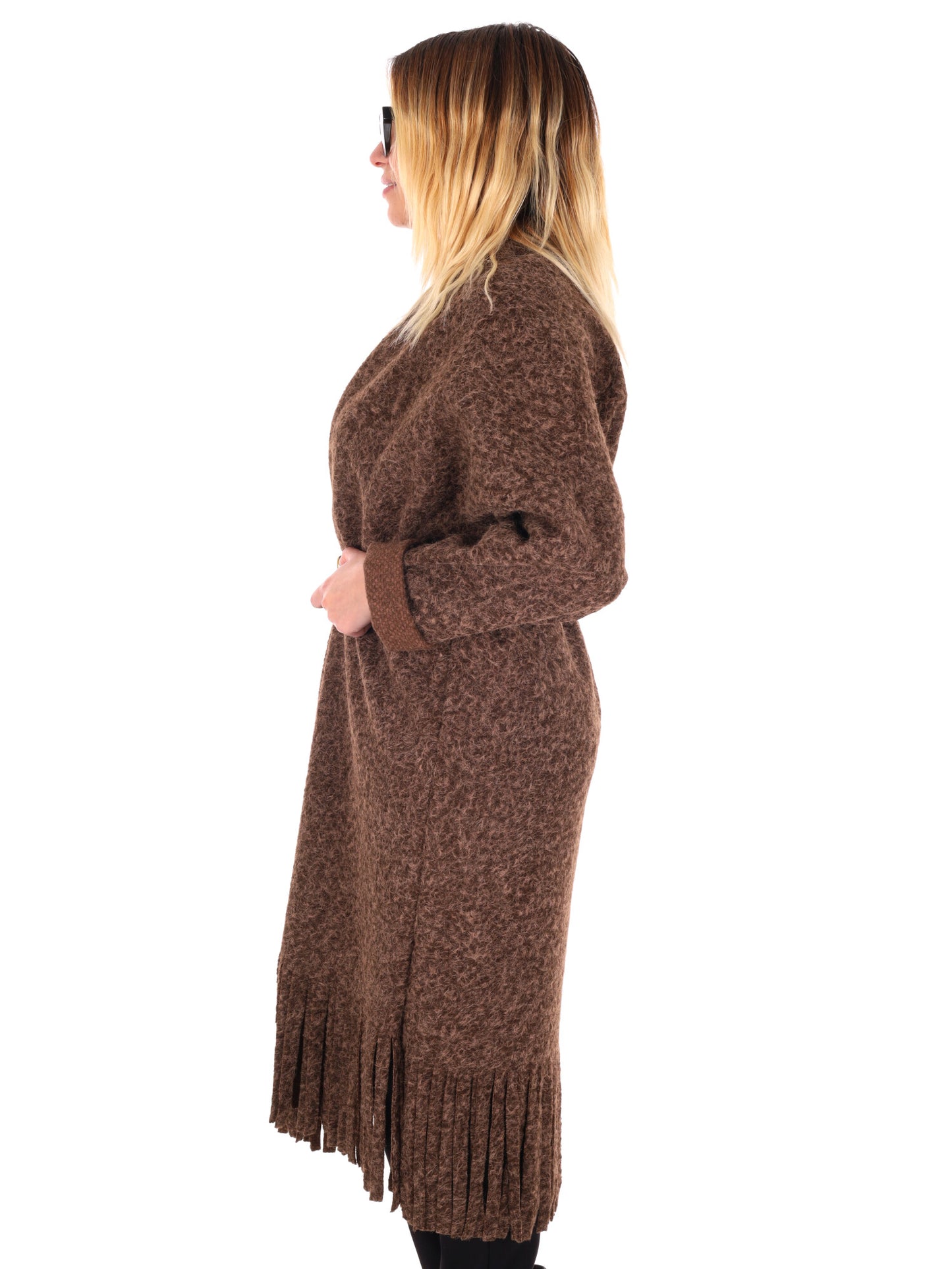 MAXI MAGLIA CON CINTURA MISS LOVE DA DONNA MARRONE