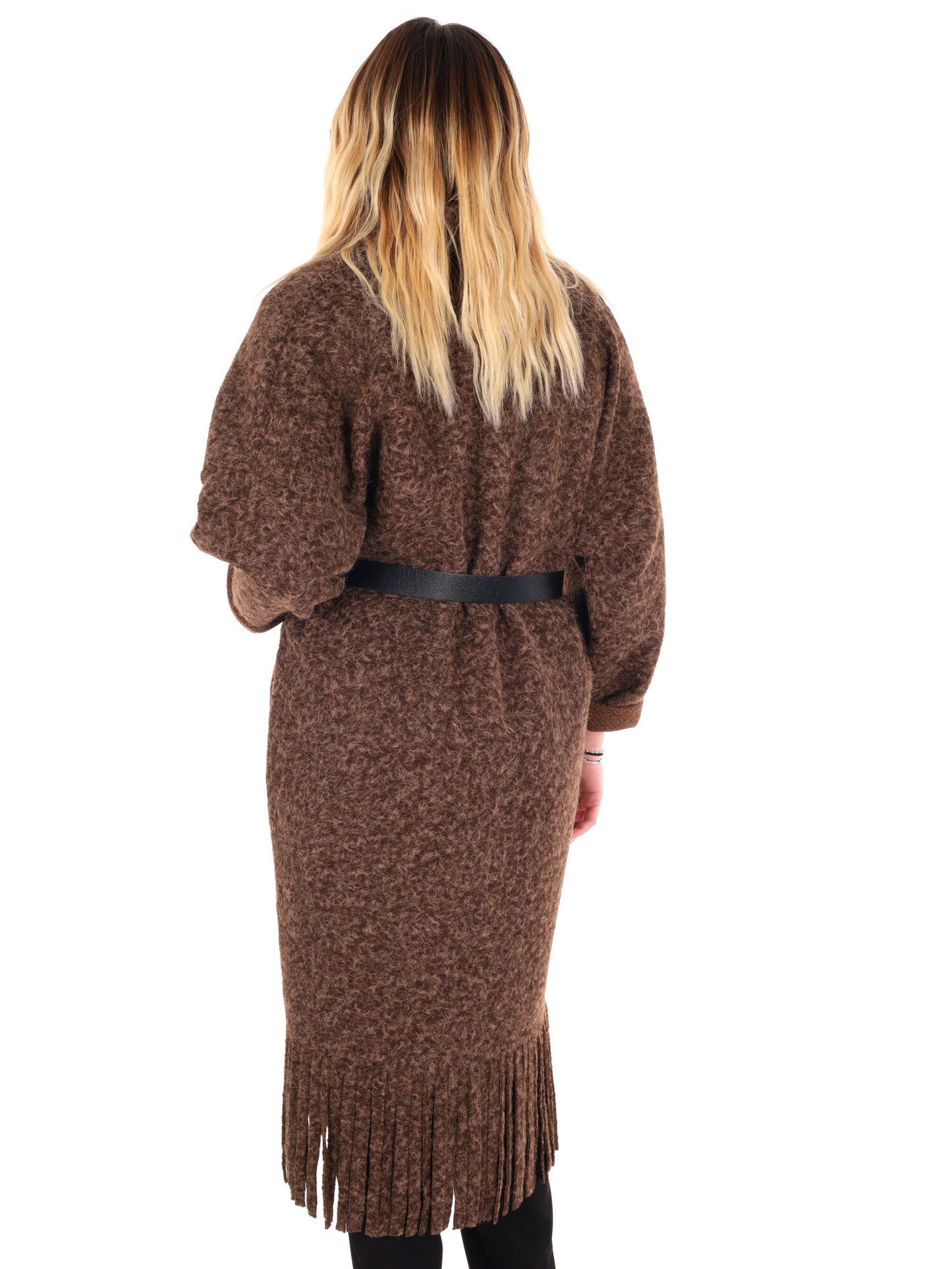MAXI MAGLIA CON CINTURA MISS LOVE DA DONNA MARRONE