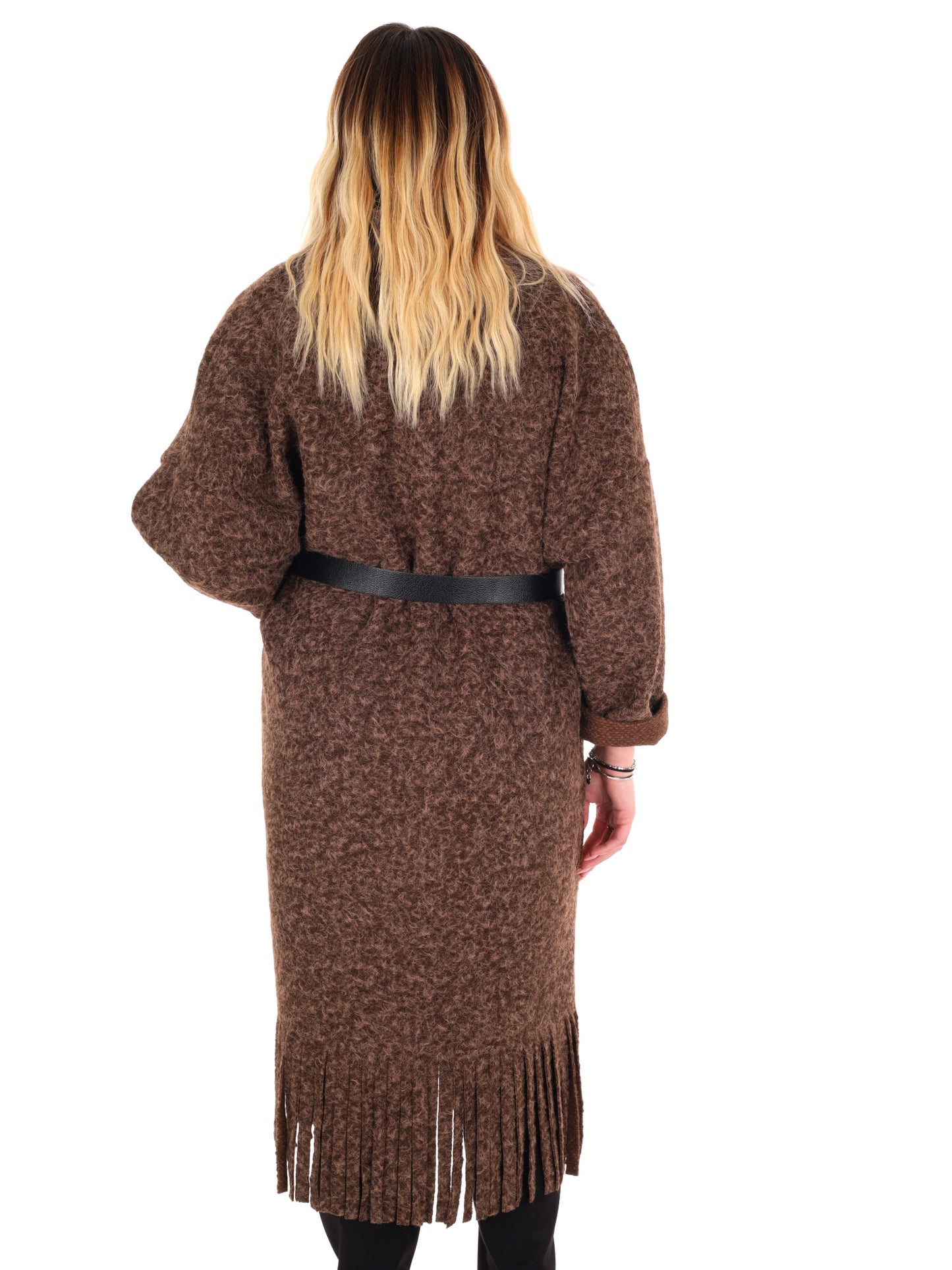 MAXI MAGLIA CON CINTURA MISS LOVE DA DONNA MARRONE