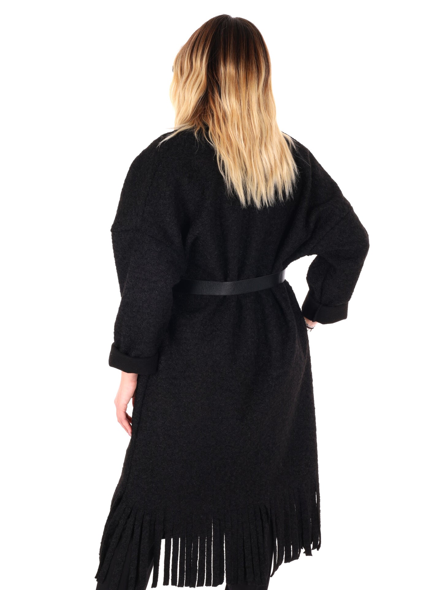 MAXI MAGLIA CON CINTURA MISS LOVE DA DONNA NERO