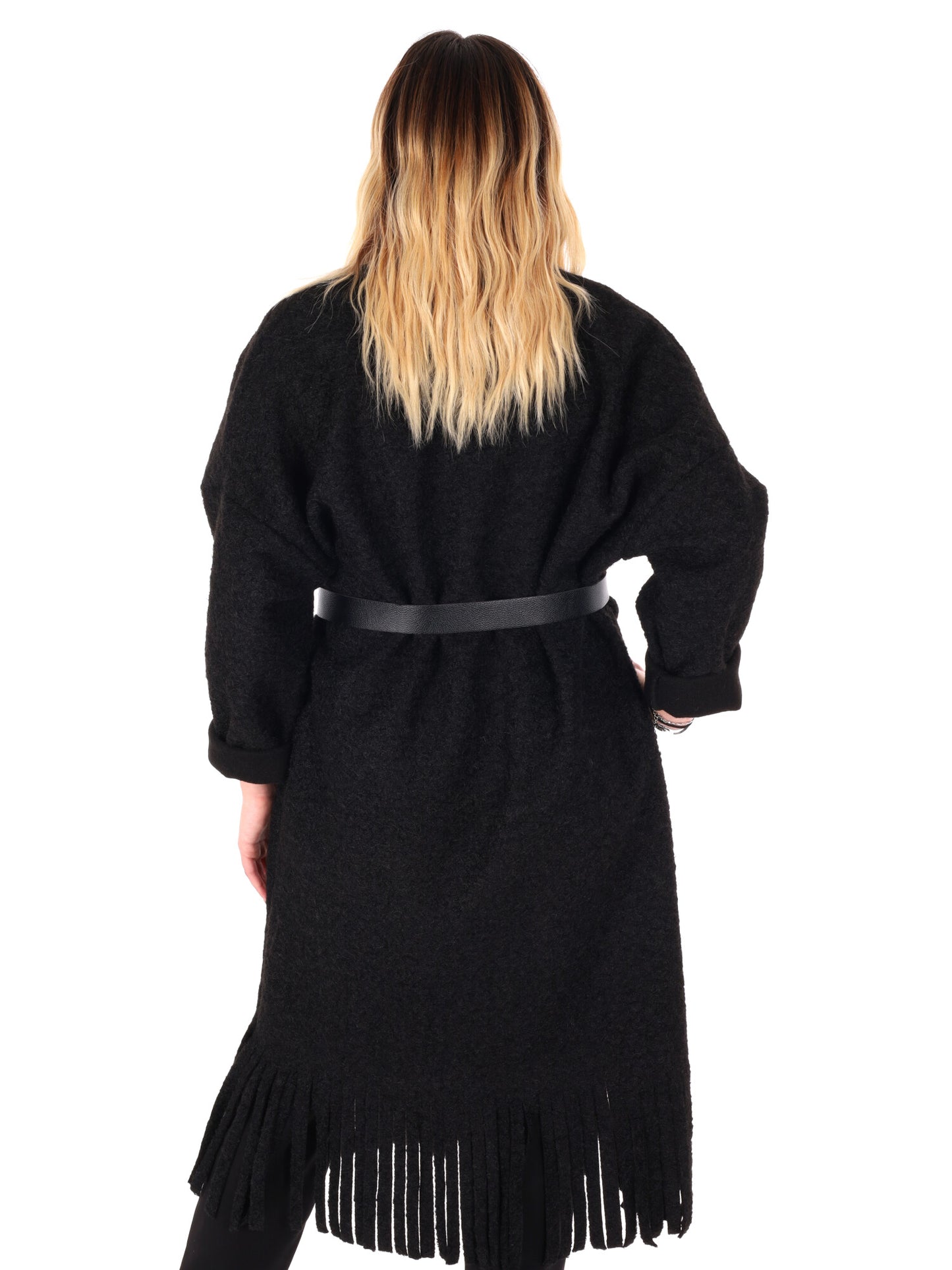 MAXI MAGLIA CON CINTURA MISS LOVE DA DONNA NERO