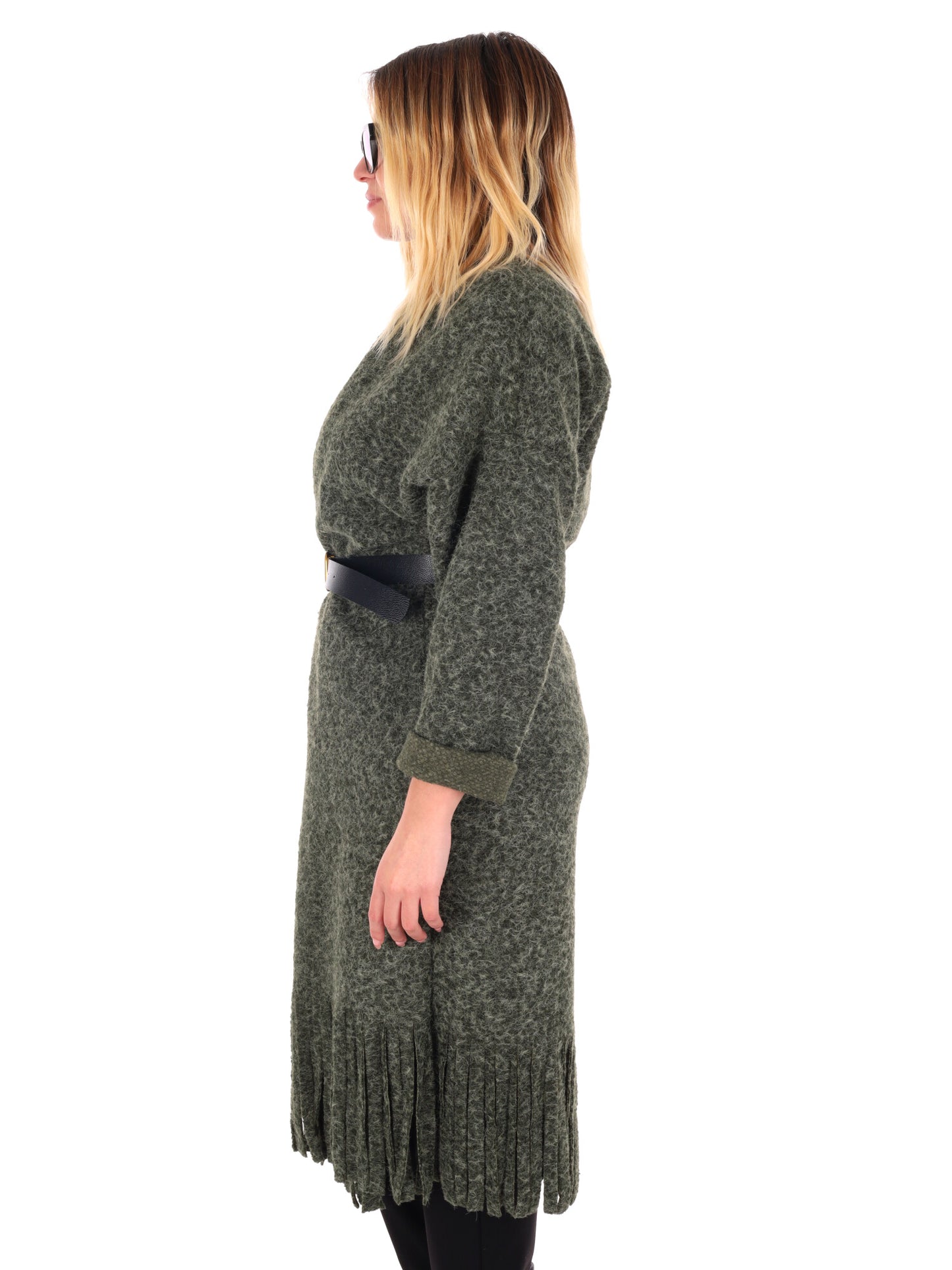 MAXI MAGLIA CON CINTURA MISS LOVE DA DONNA VERDE