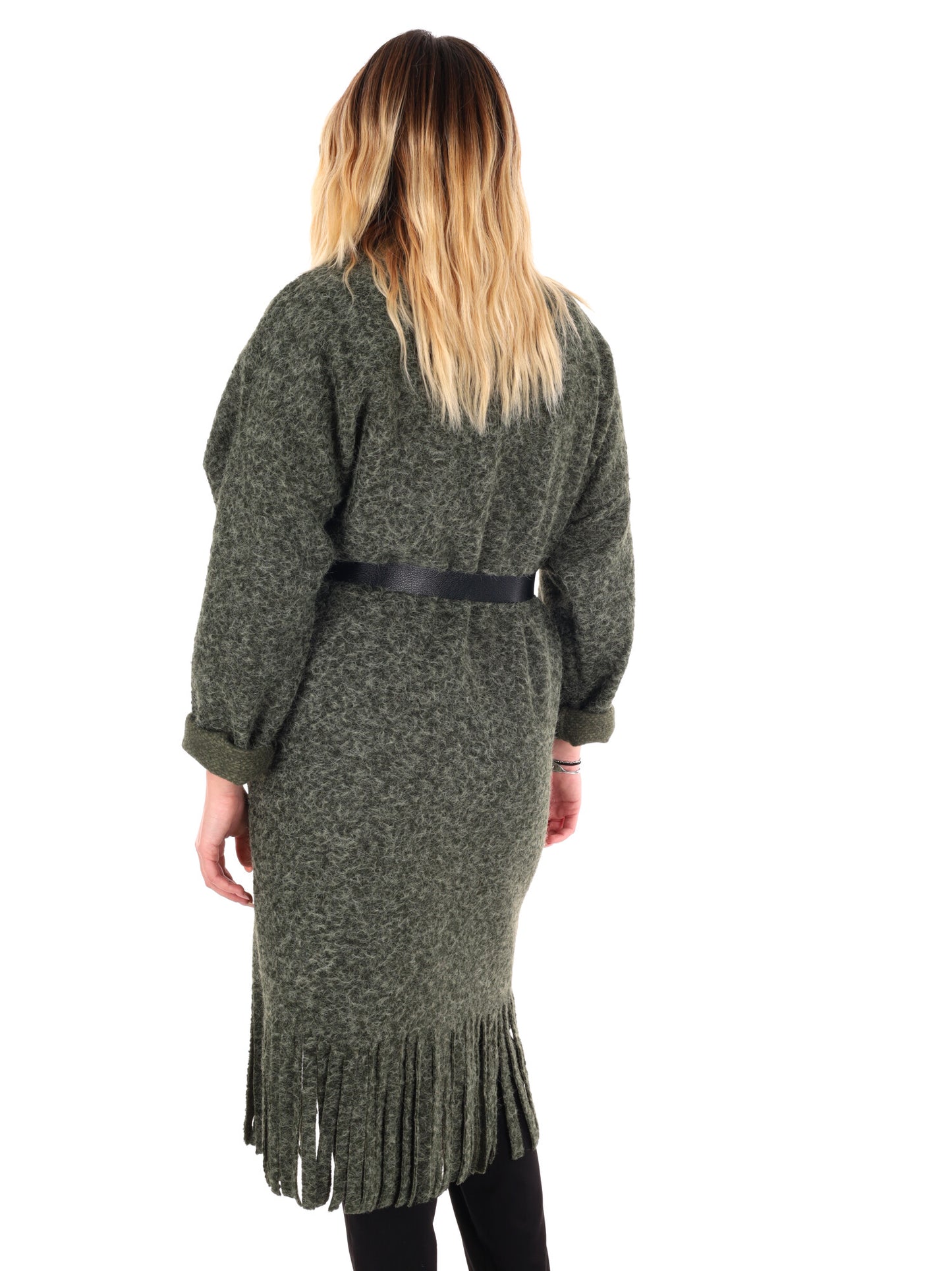MAXI MAGLIA CON CINTURA MISS LOVE DA DONNA VERDE