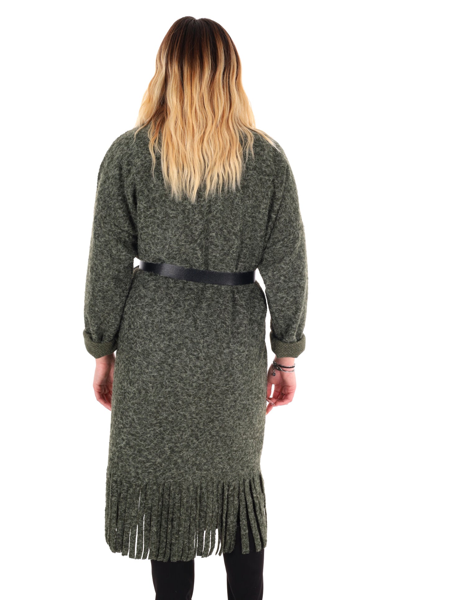 MAXI MAGLIA CON CINTURA MISS LOVE DA DONNA VERDE