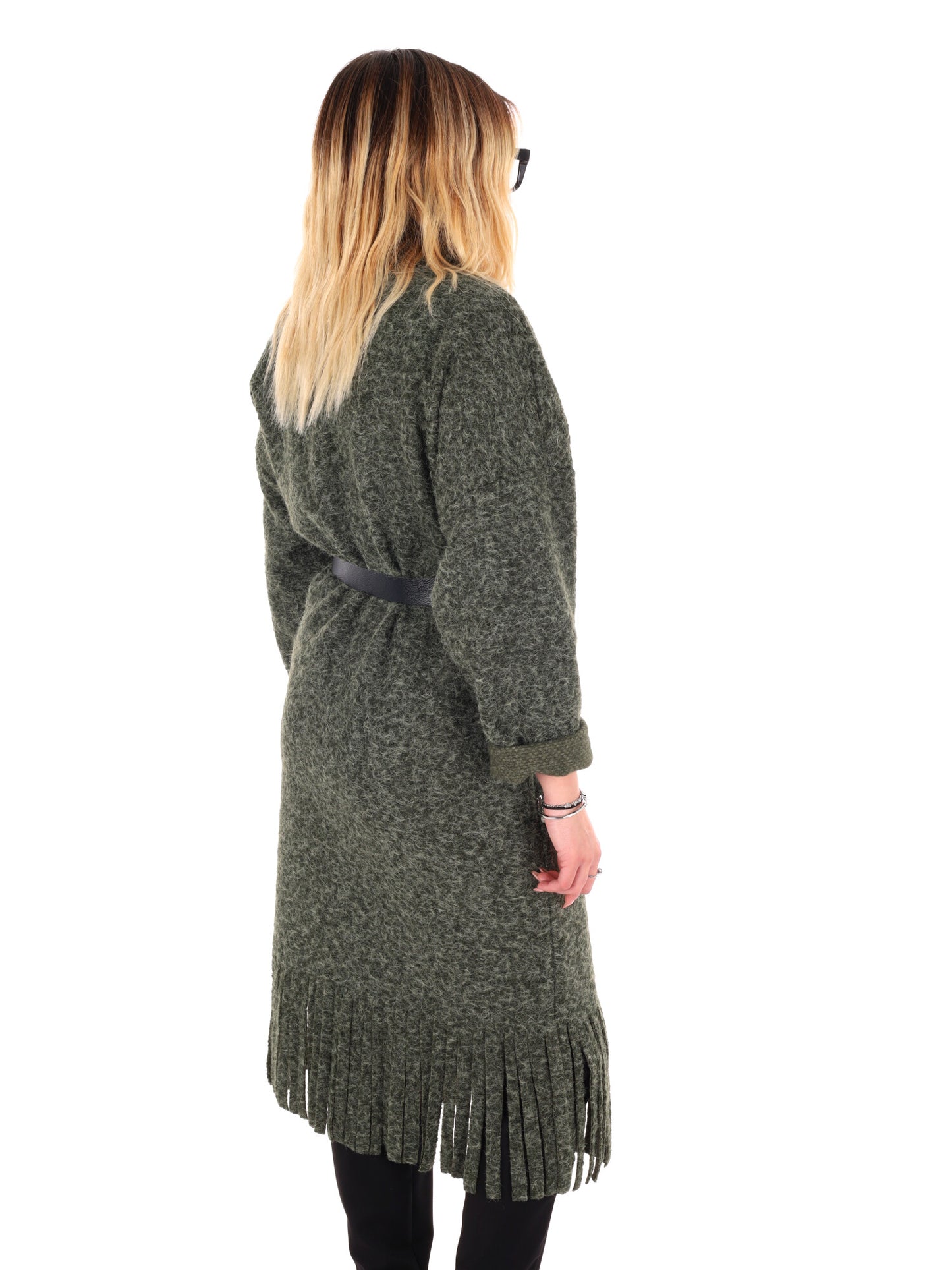 MAXI MAGLIA CON CINTURA MISS LOVE DA DONNA VERDE