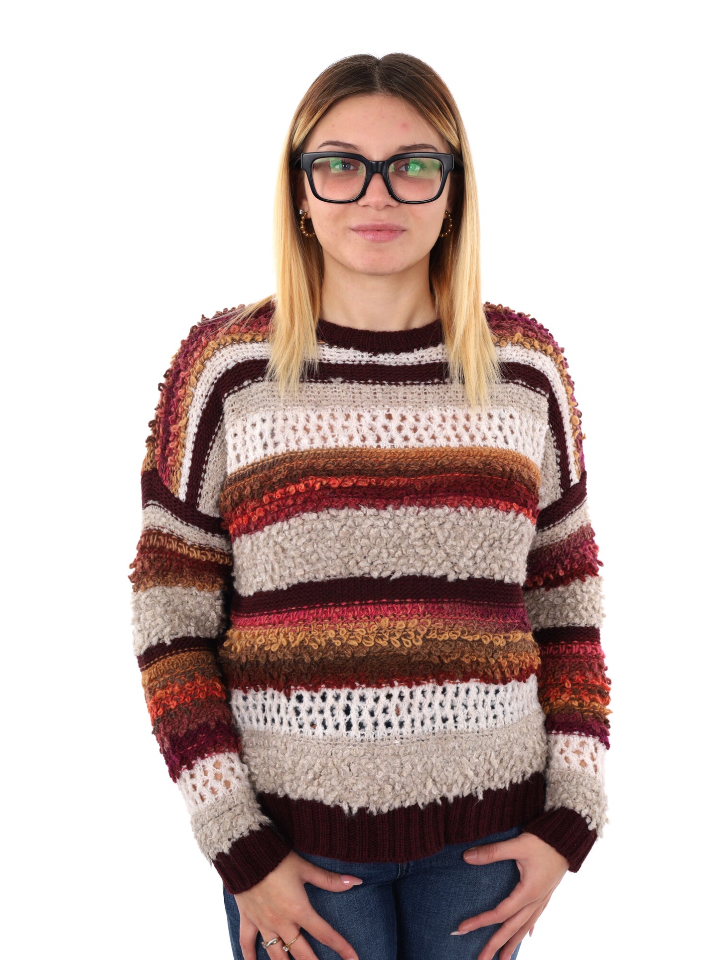 PULLOVER TRAFORATO MISS LOVE DA DONNA BORDEAUX