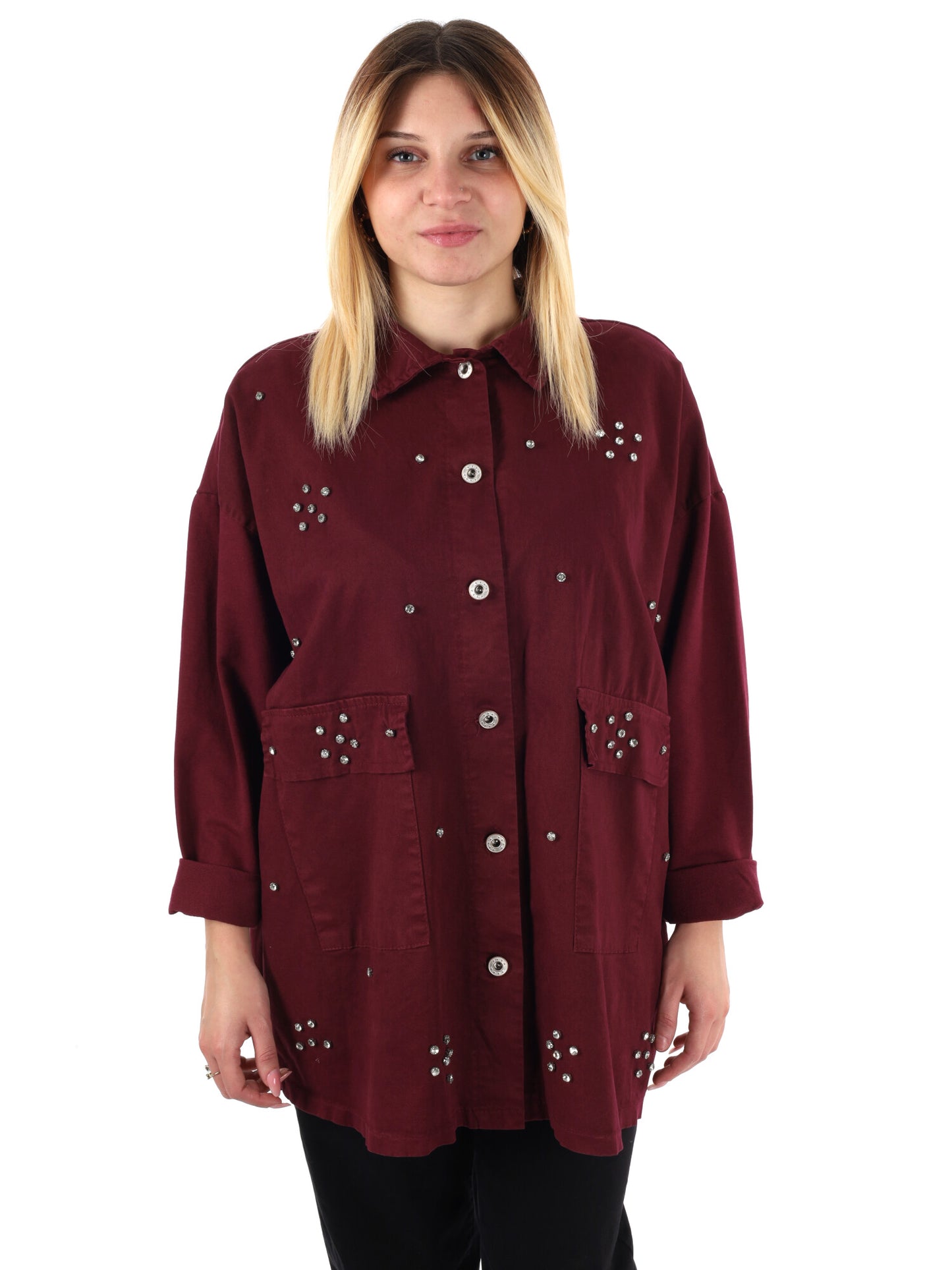 CAMICIA LUNGA OVER MISS LOVE DA DONNA BORDEAUX