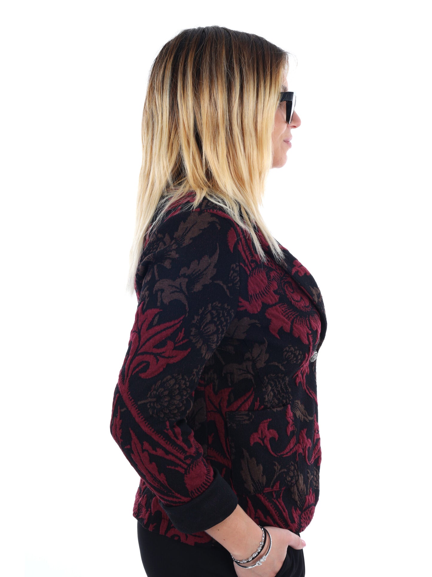 BLAZER MONOPETTO MISS LOVE DA DONNA NERO BORDEAUX