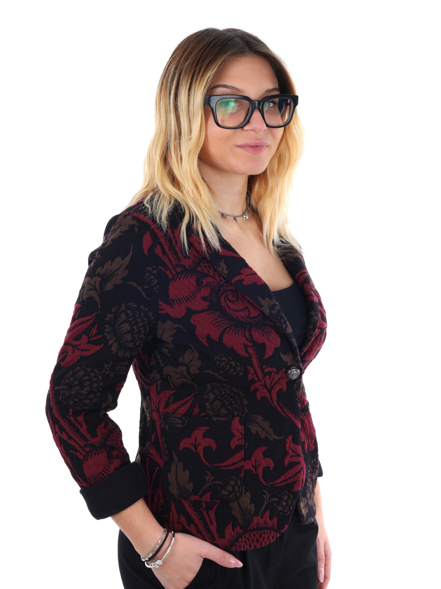 BLAZER MONOPETTO MISS LOVE DA DONNA NERO BORDEAUX