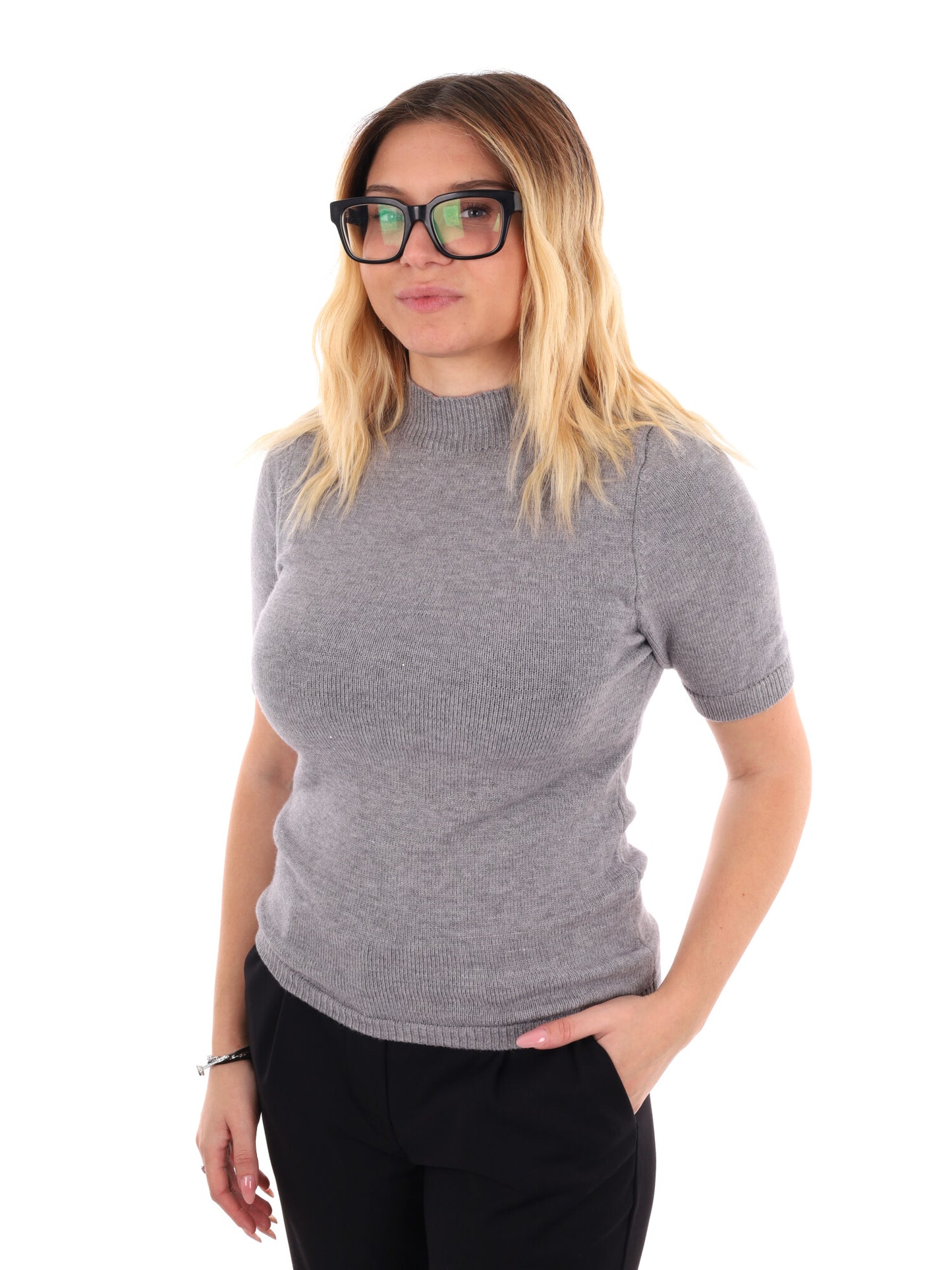 T-SHRIT IN MAGLIA MISS LOVE DA DONNA GRIGIO
