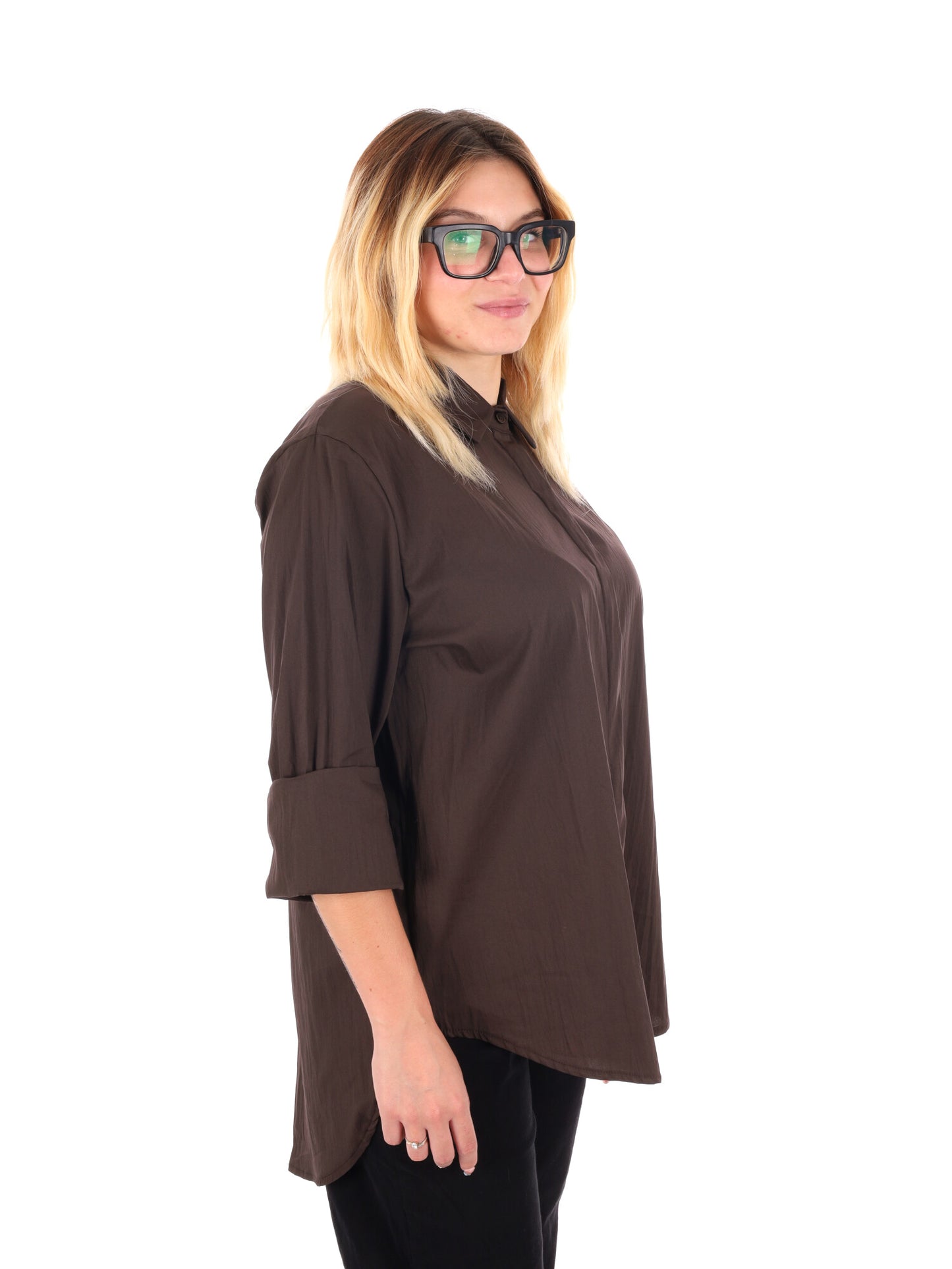 CAMICIA LUNGA MISS LOVE DA DONNA MARRONE