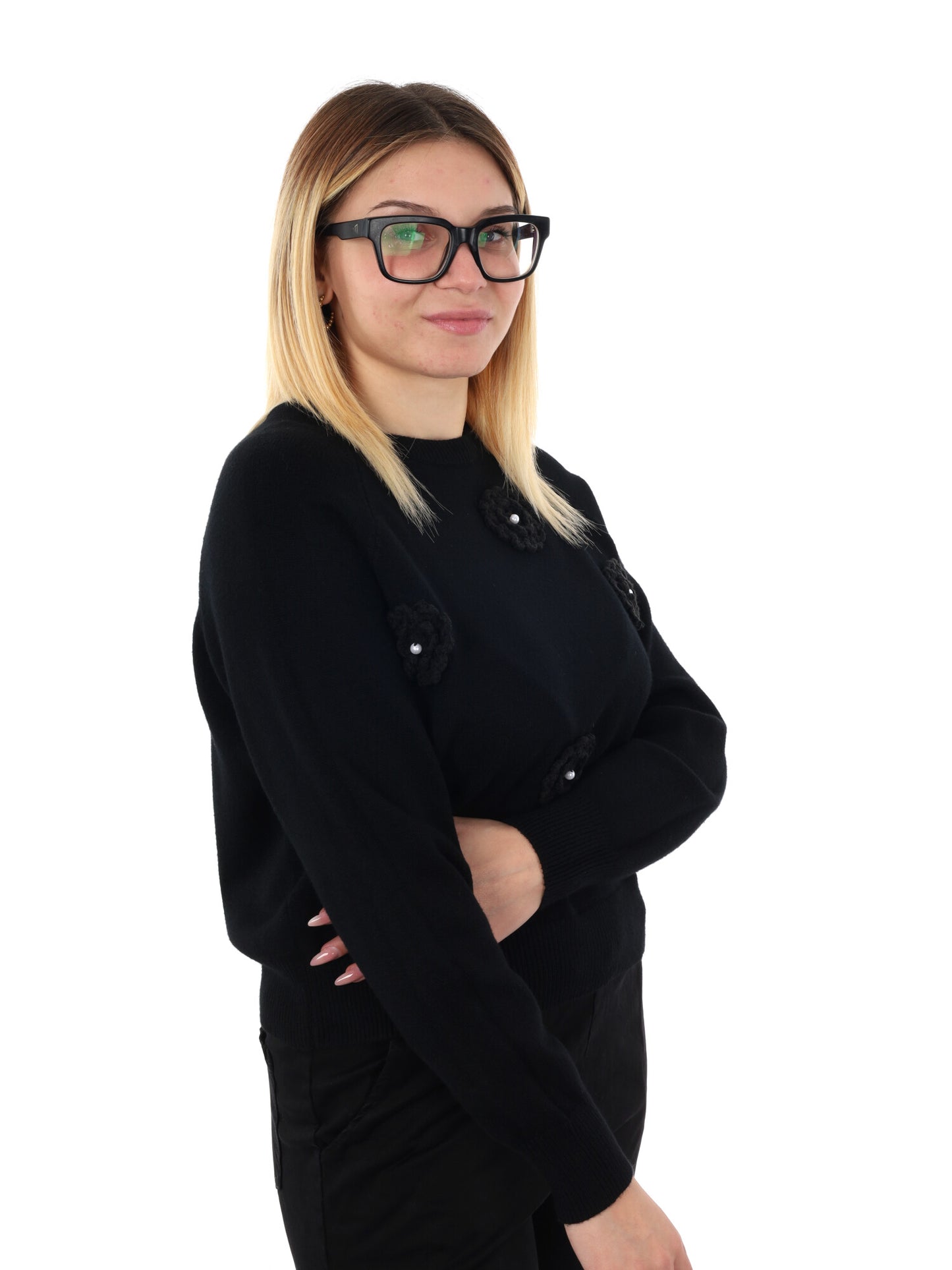 PULLOVER CON FIORI MISS LOVE DA DONNA NERO