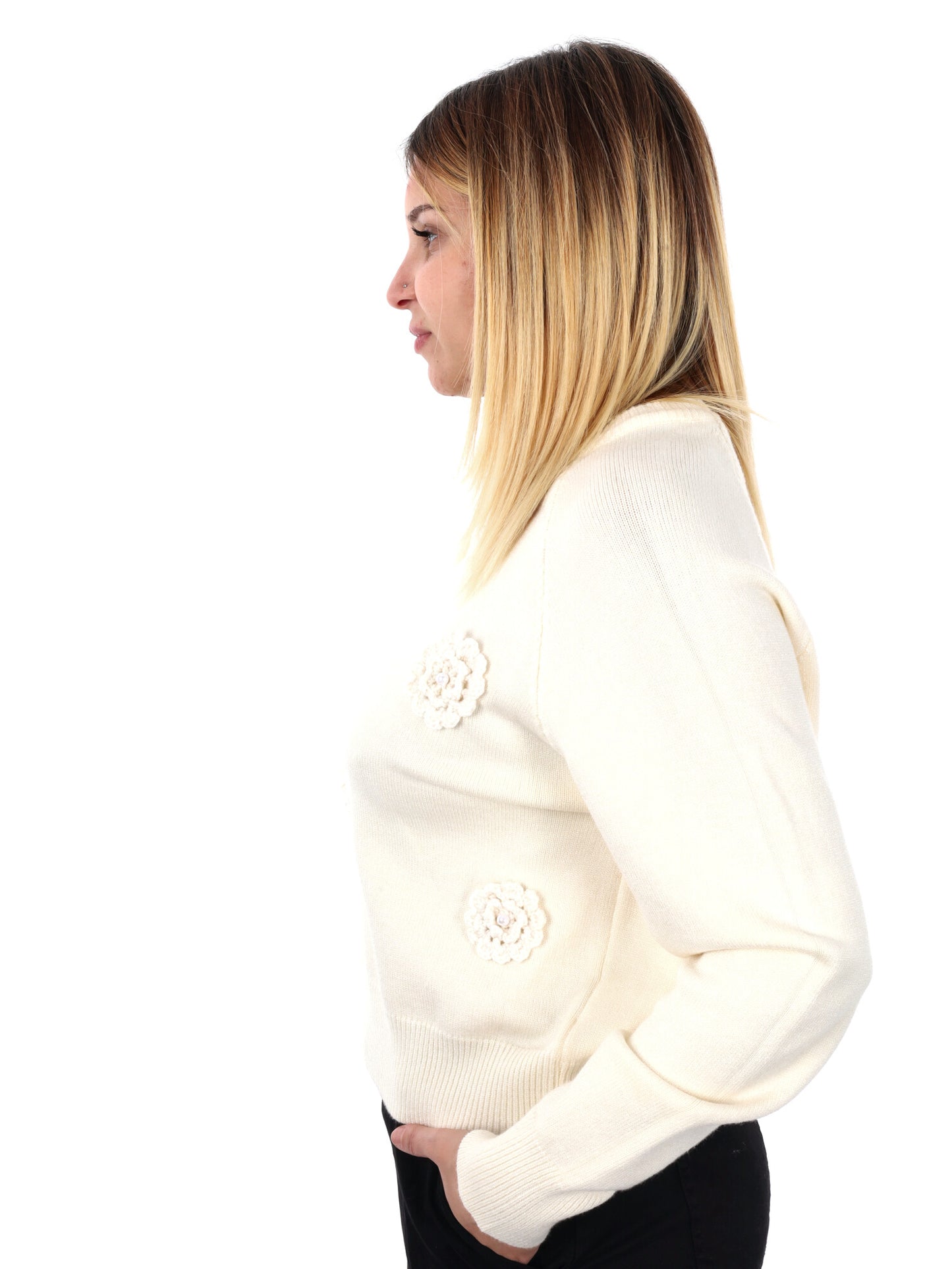 PULLOVER CON FIORI MISS LOVE DA DONNA PANNA