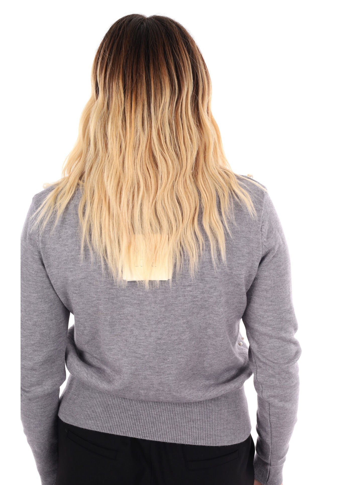 MAGLIA SCOLLO A V E PERLE MISS LOVE DA DONNA GRIGIO