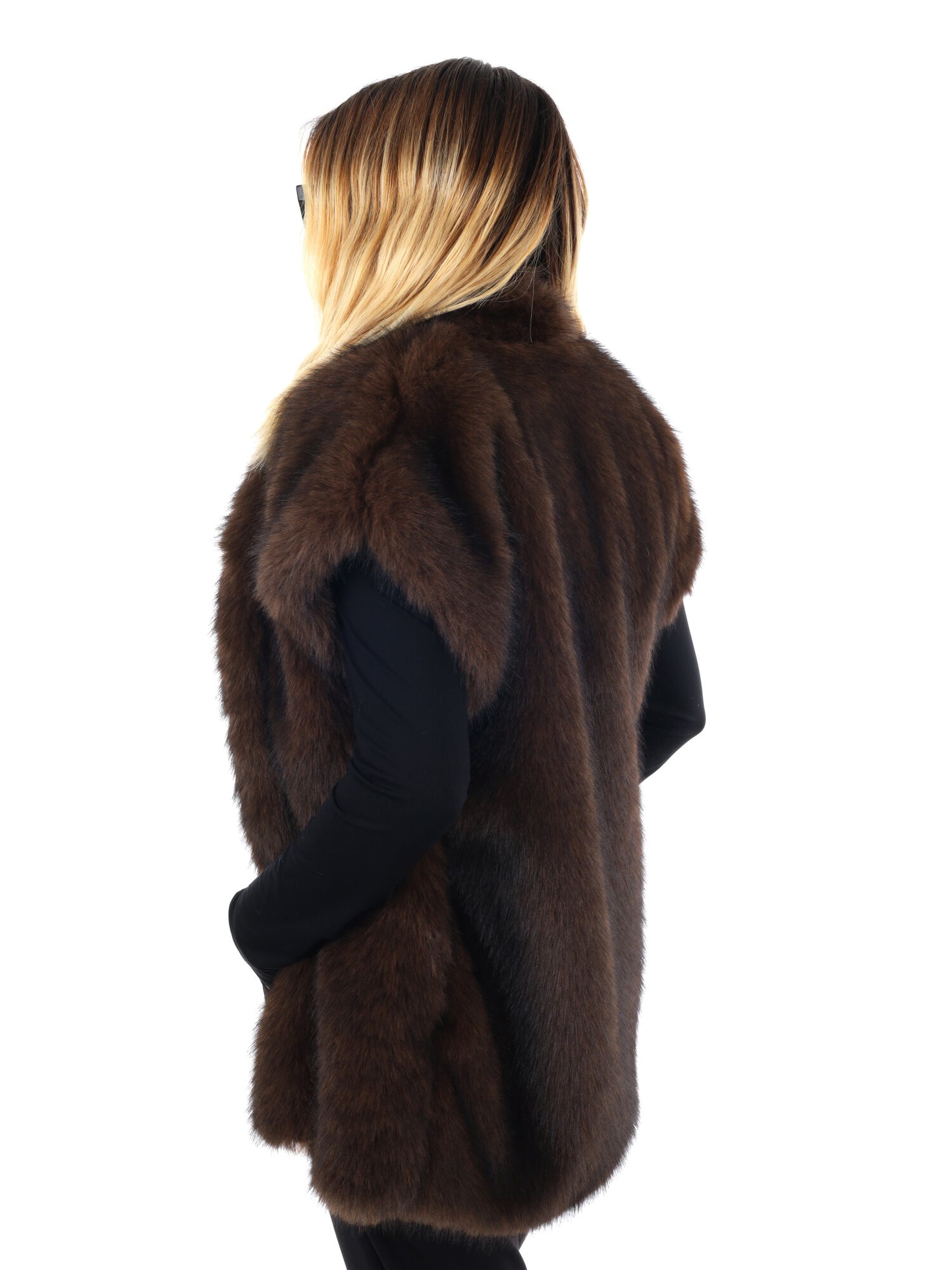 GILET DI ECOPELLICCIA MISS LOVE DA DONNA MARRONE