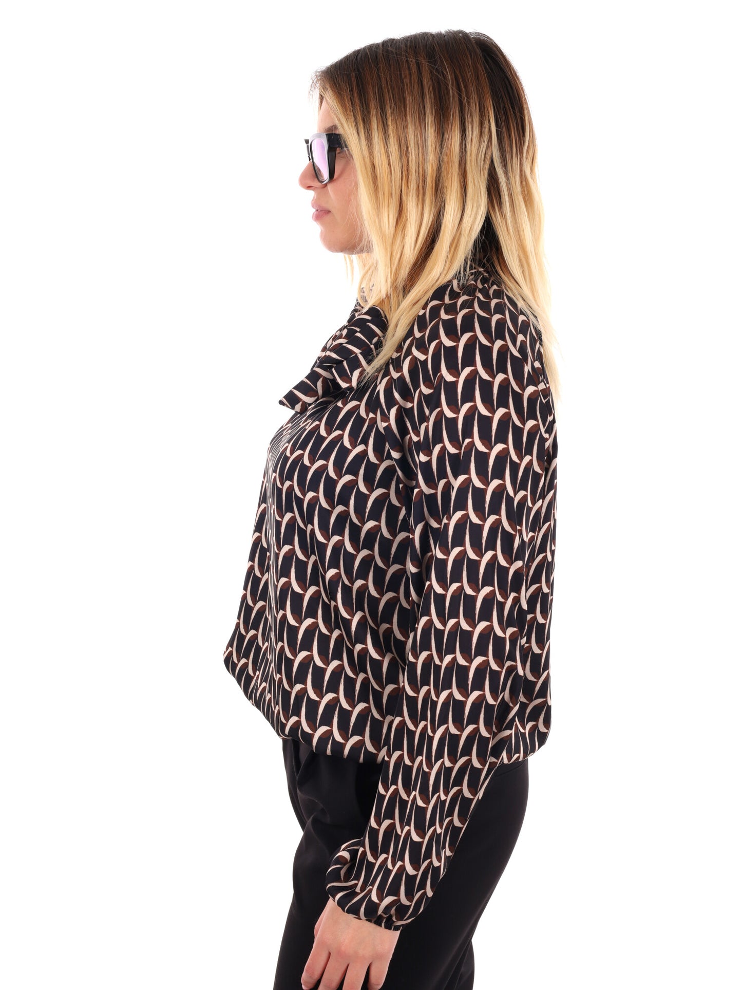 BLUSA CON FIOCCO MISS LOVE DA DONNA NERO PANNA
