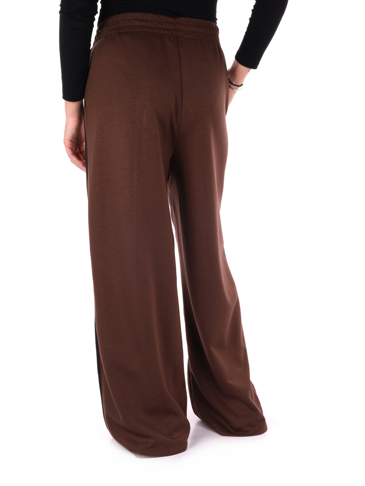 PANTALONE CON BANDE MISS LOVE DA DONNA MARRONE