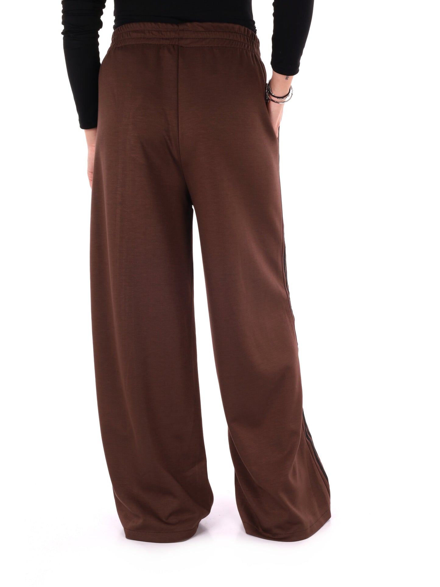 PANTALONE CON BANDE MISS LOVE DA DONNA MARRONE