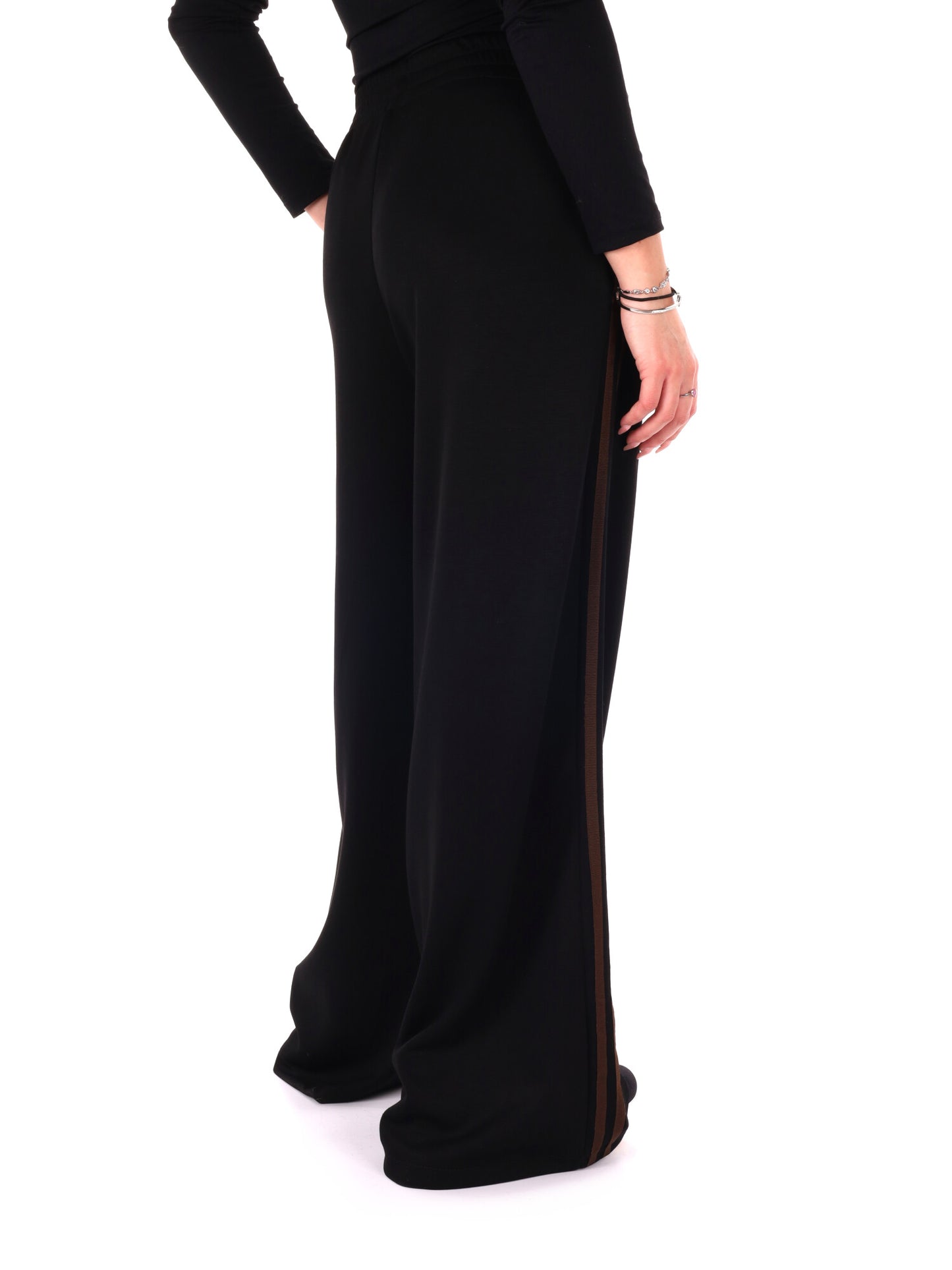 PANTALONE CON BANDE MISS LOVE DA DONNA NERO