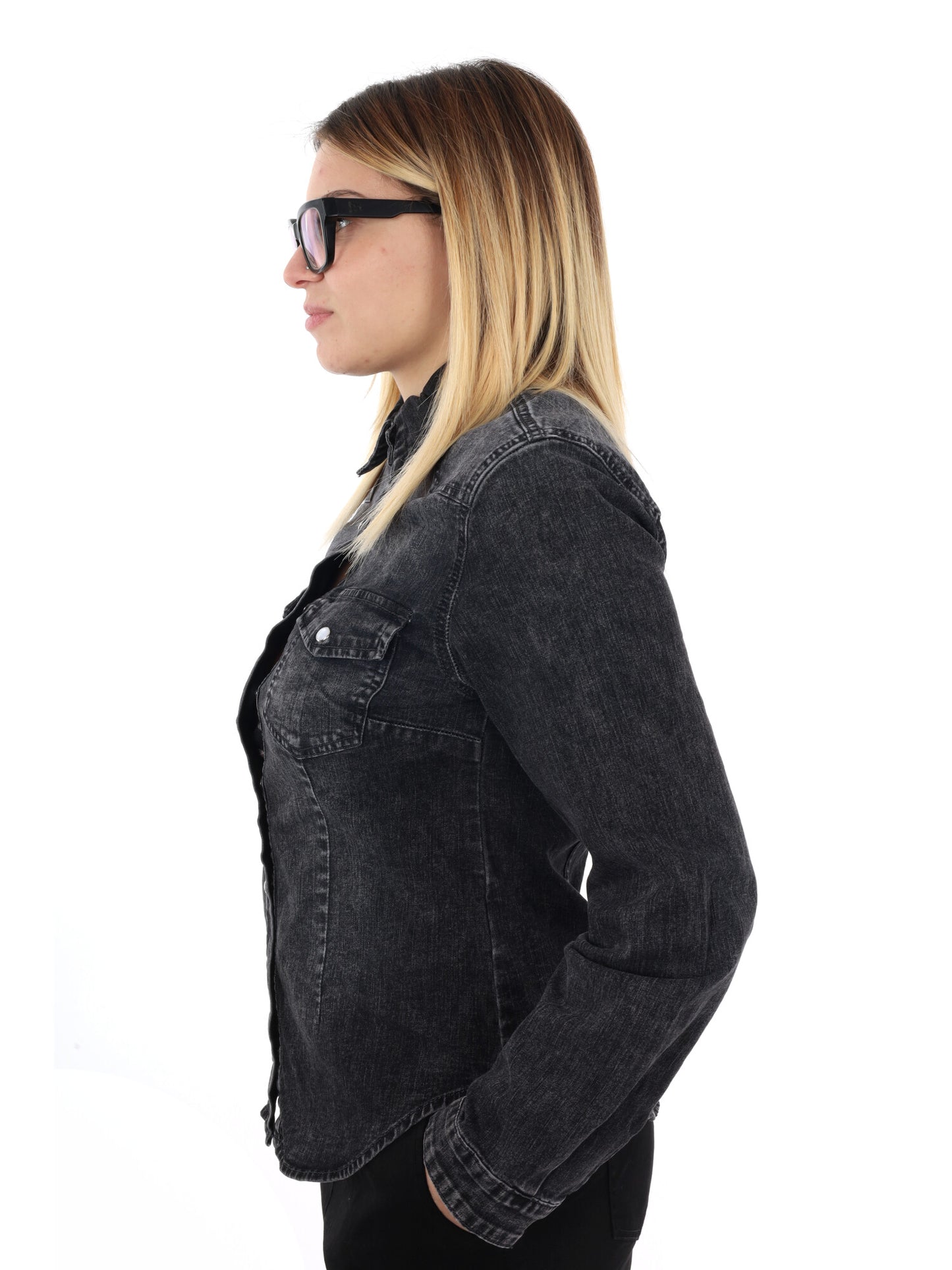 CAMICIA IN DENIM MISS LOVE DA DONNA NERO
