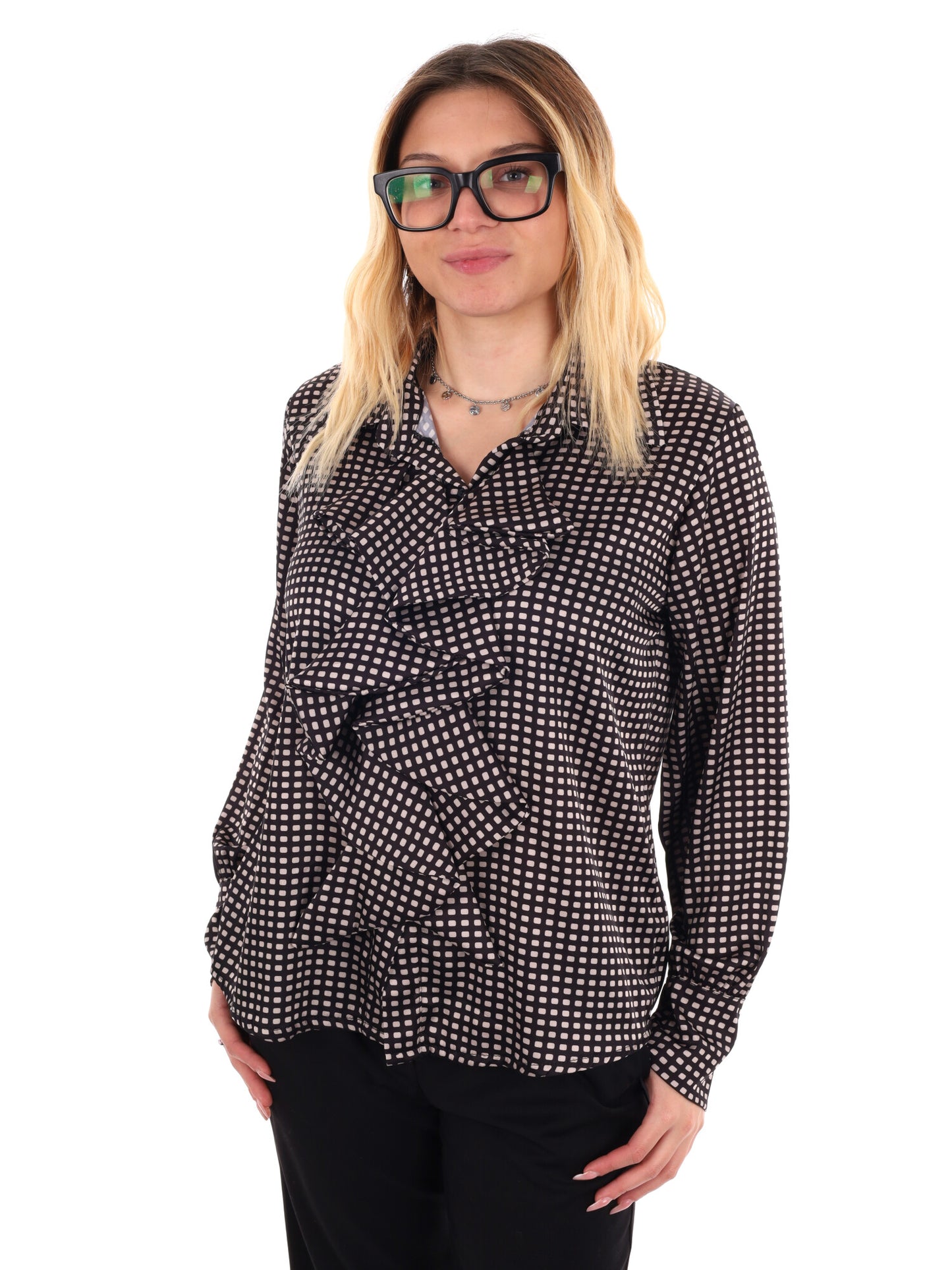 CAMICA CON VOLANT MISS LOVE DA DONNA NERO