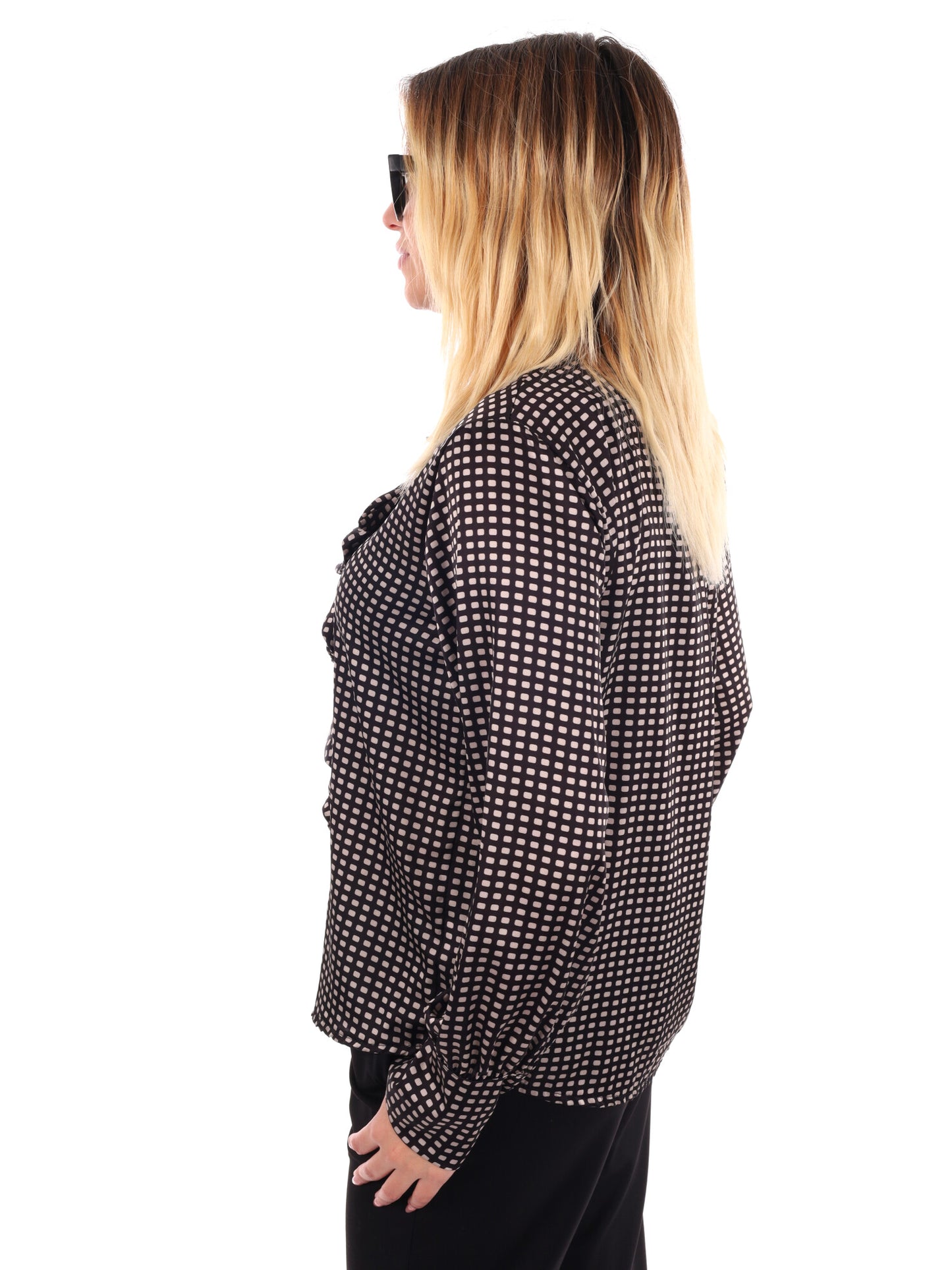 CAMICA CON VOLANT MISS LOVE DA DONNA NERO