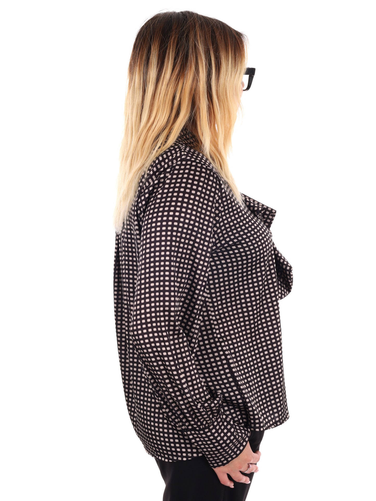 CAMICA CON VOLANT MISS LOVE DA DONNA NERO