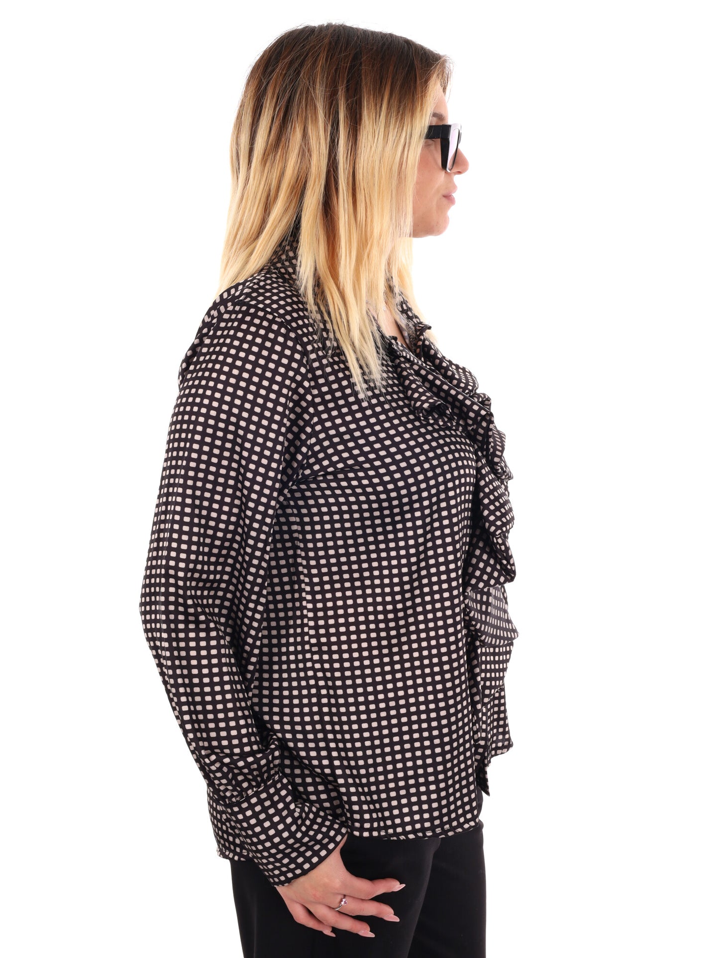 CAMICA CON VOLANT MISS LOVE DA DONNA NERO