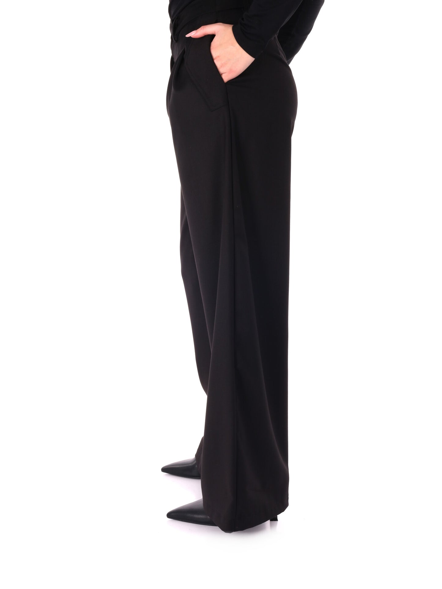 PANTALONE CON PINCES WIDE LEG MISS LOVE DA DONNA NERO