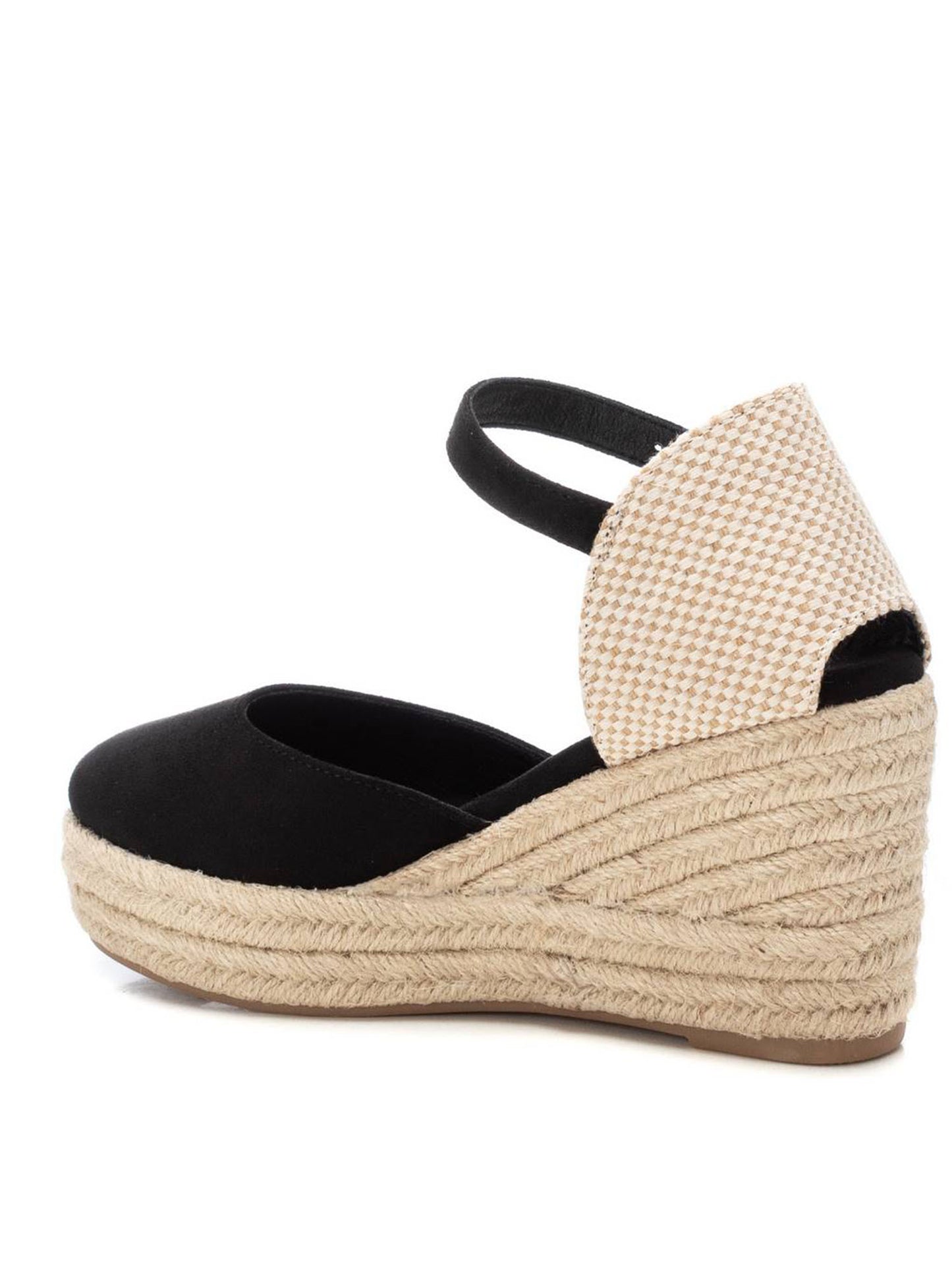 Refresh Campesina, sandali donna con zeppa nera in stile espadrillas