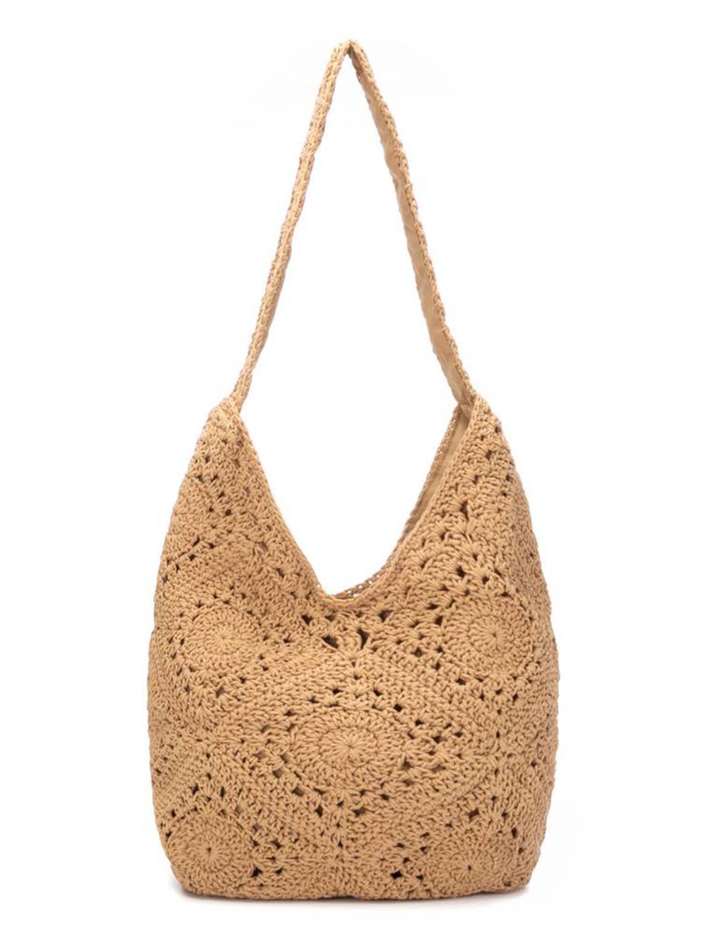 Borsa a tracolla Refresh beige in cotone dallo stile boho da donna