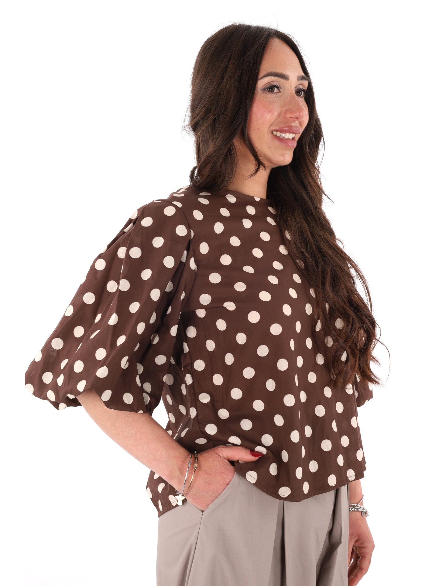 Miss Love blusa da donna marrone elegante e raffinata
