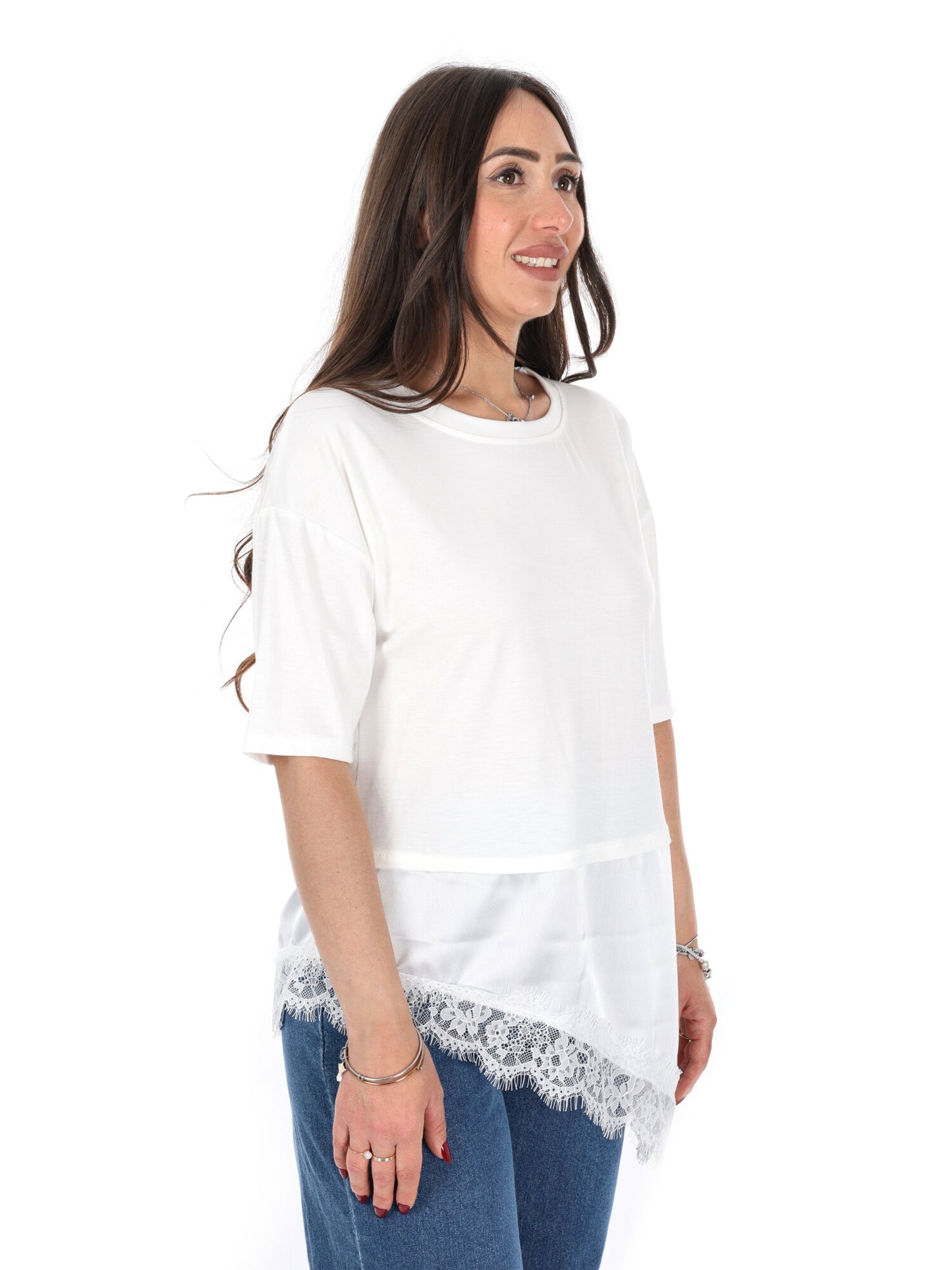 Miss Love t-shirt maniche corte da donna bianca