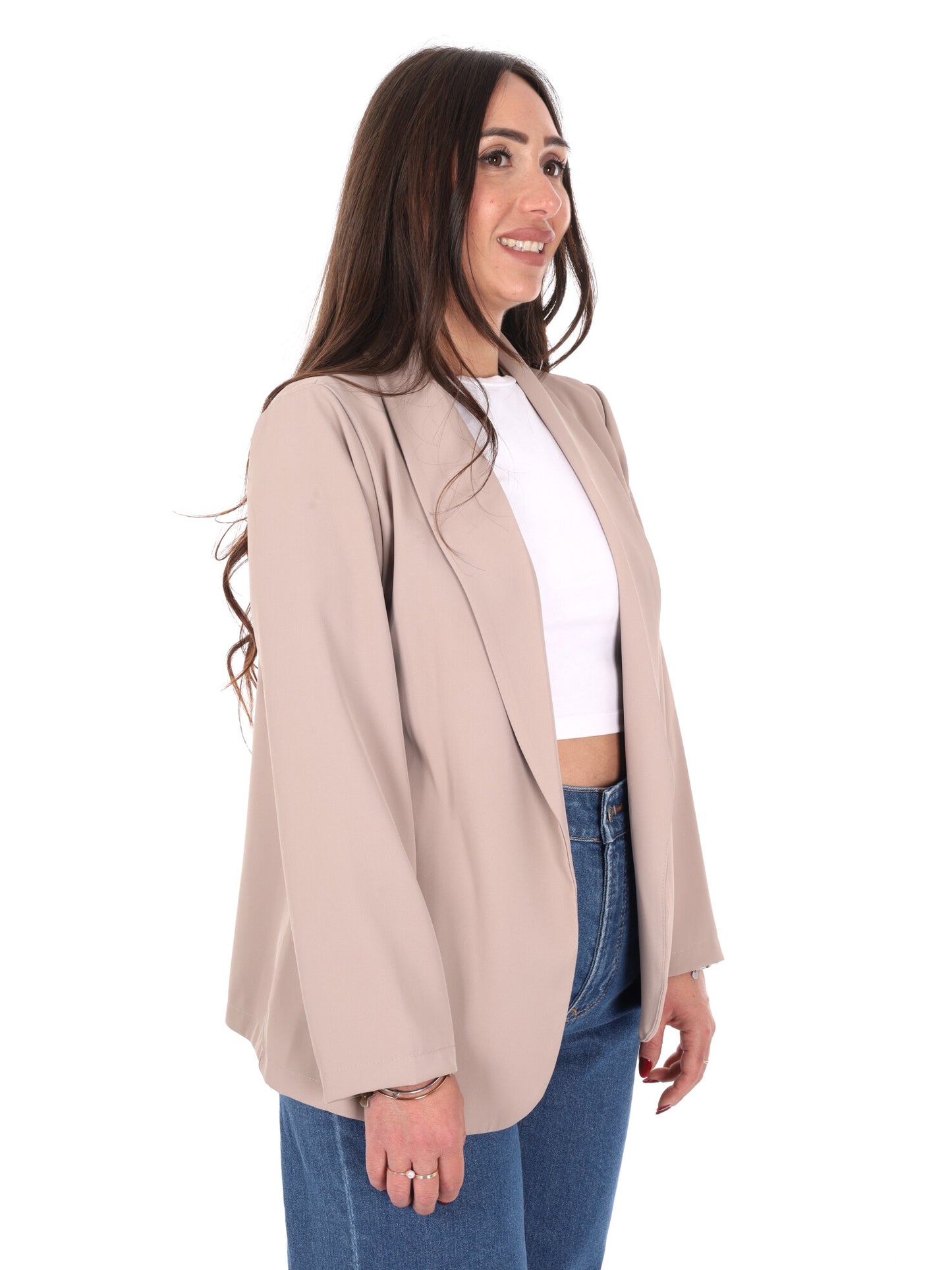 Giacca blazer da donna Miss Love in tonalità fango per la primavera