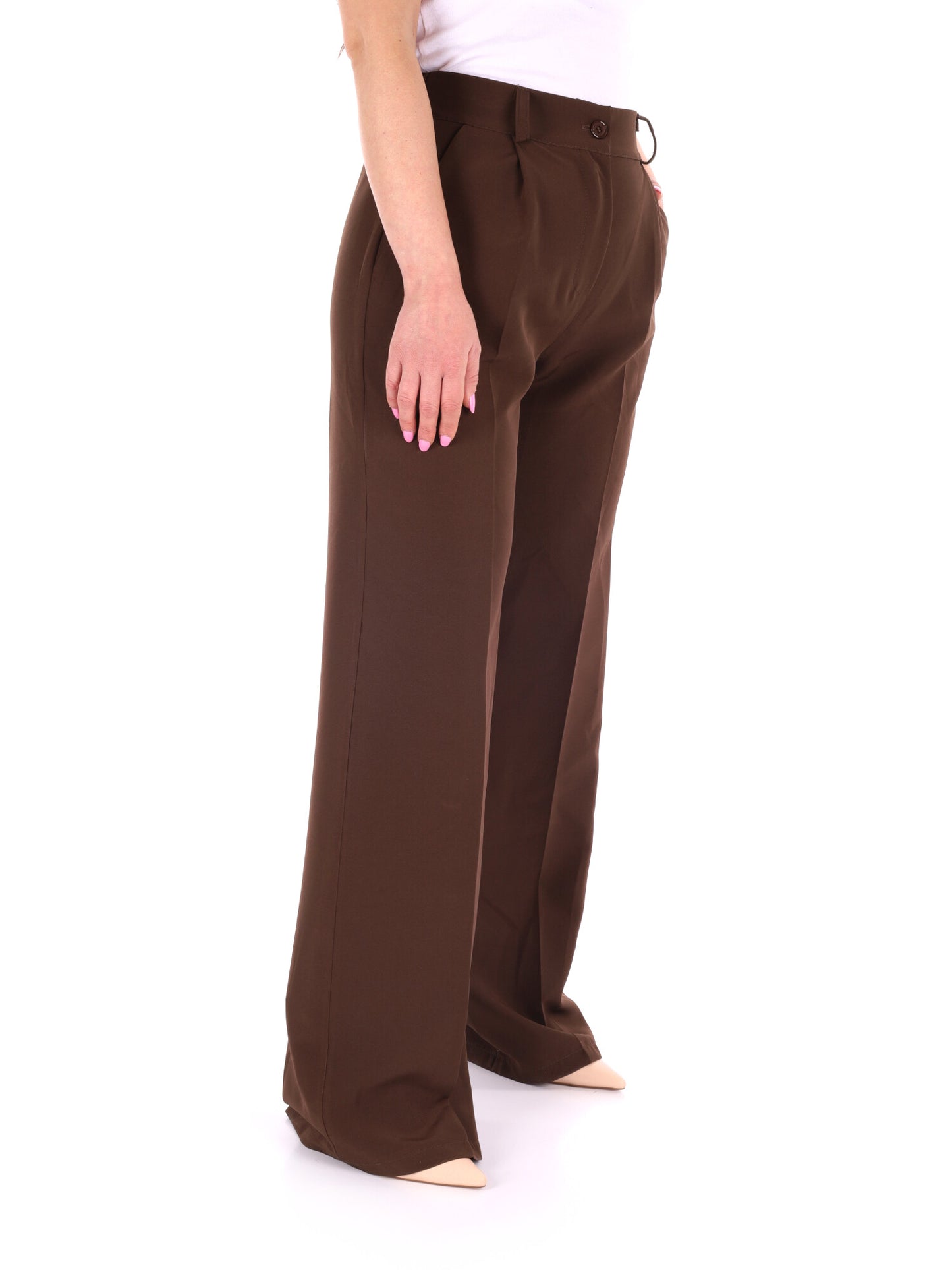 Miss Love pantalone wide leg elegante marrone da donna