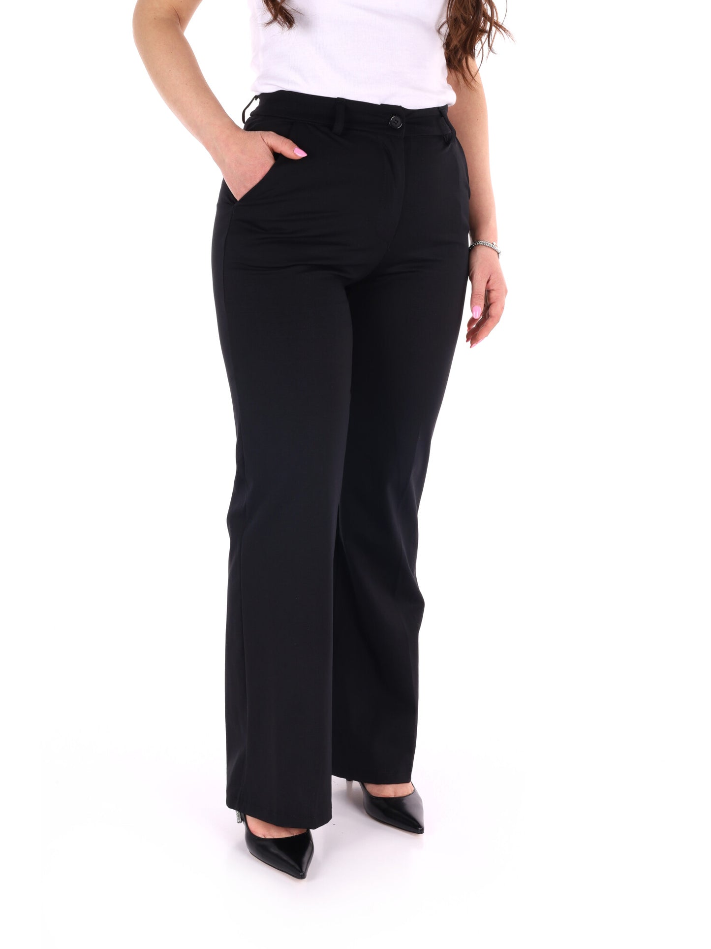 Pantaloni eleganti da donna Miss Love neri dalla vestibilità regular