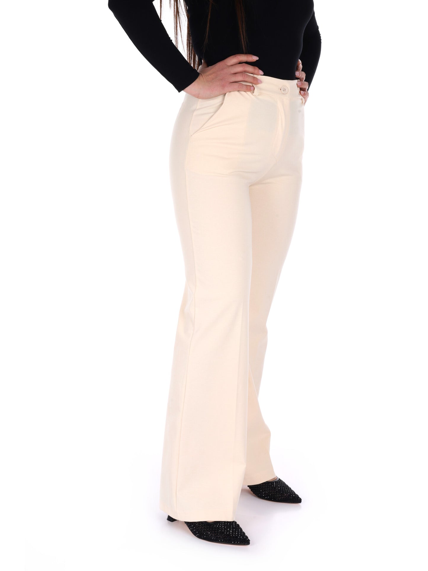 Miss Love eleganti pantaloni donna color crema per primavera estate