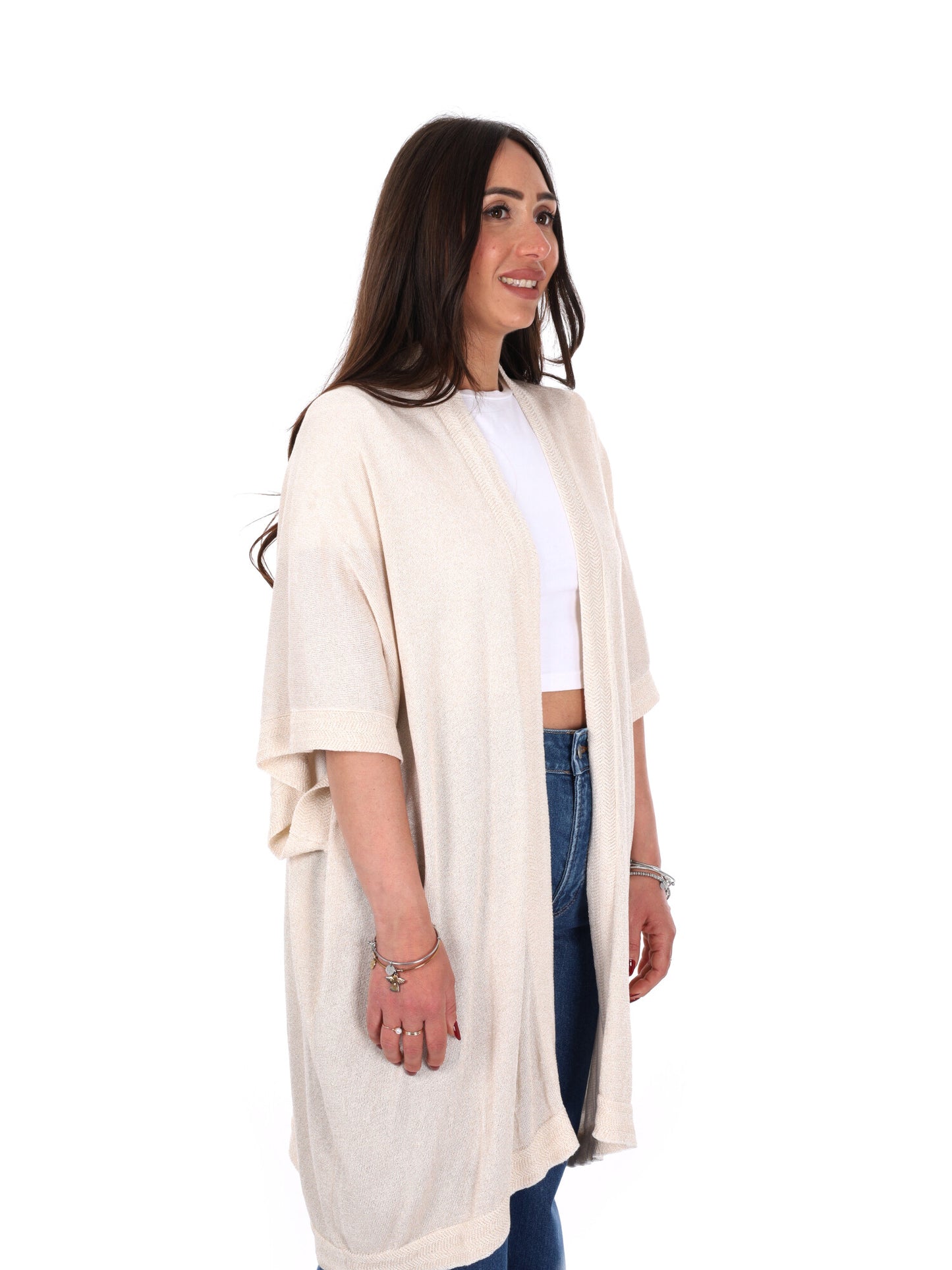 Cardigan panna elegante da donna Miss Love, versatile e raffinato
