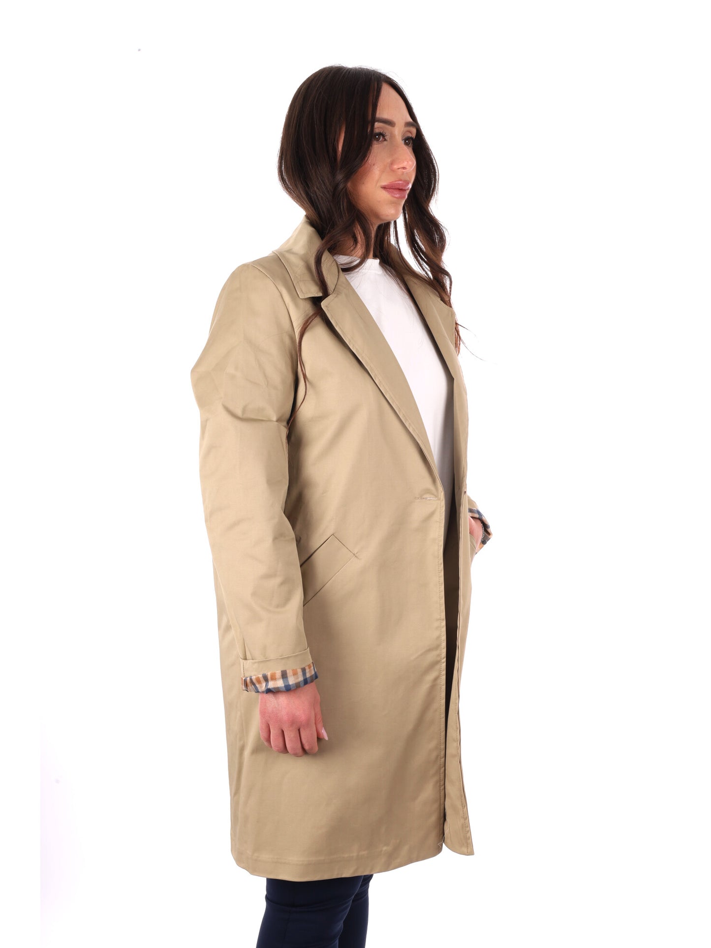 Miss Love trench beige donna elegante per primavera-estate