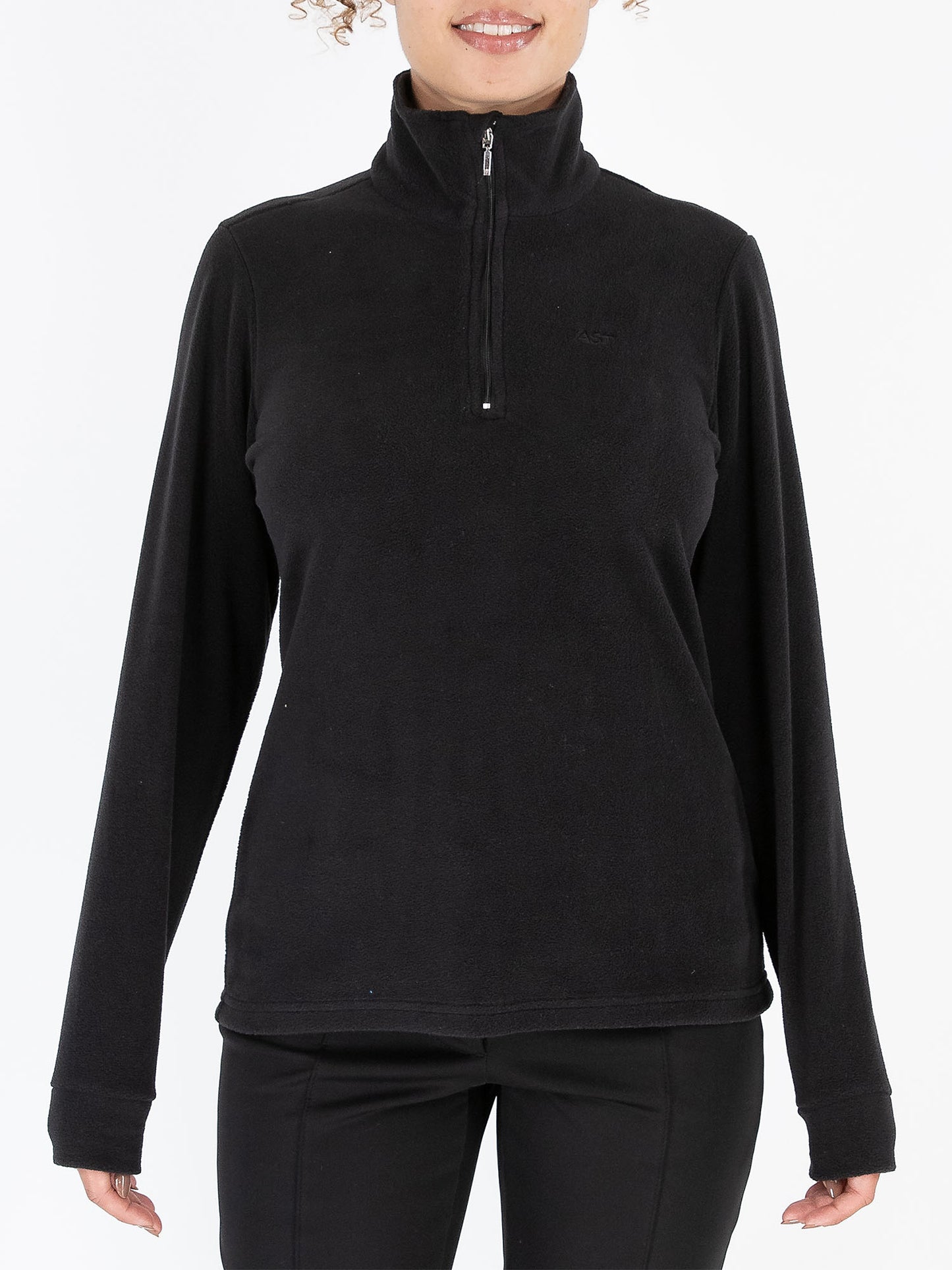 FELPA PILE MEZZA ZIP ASTROLABIO DA DONNA NERO