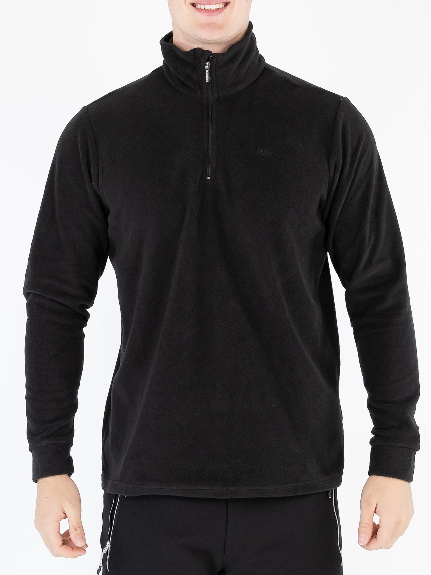 FELPA PILE MEZZA ZIP ASTROLABIO DA UOMO NERO